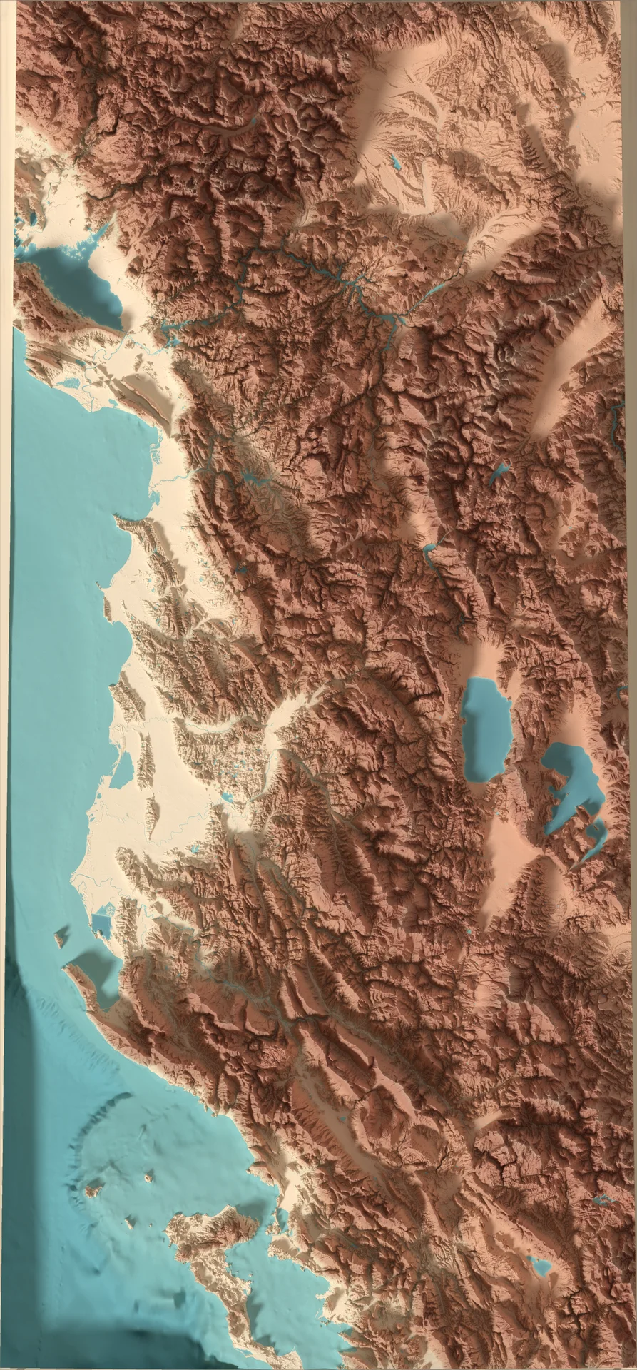 Ray-traced relief map of Albania