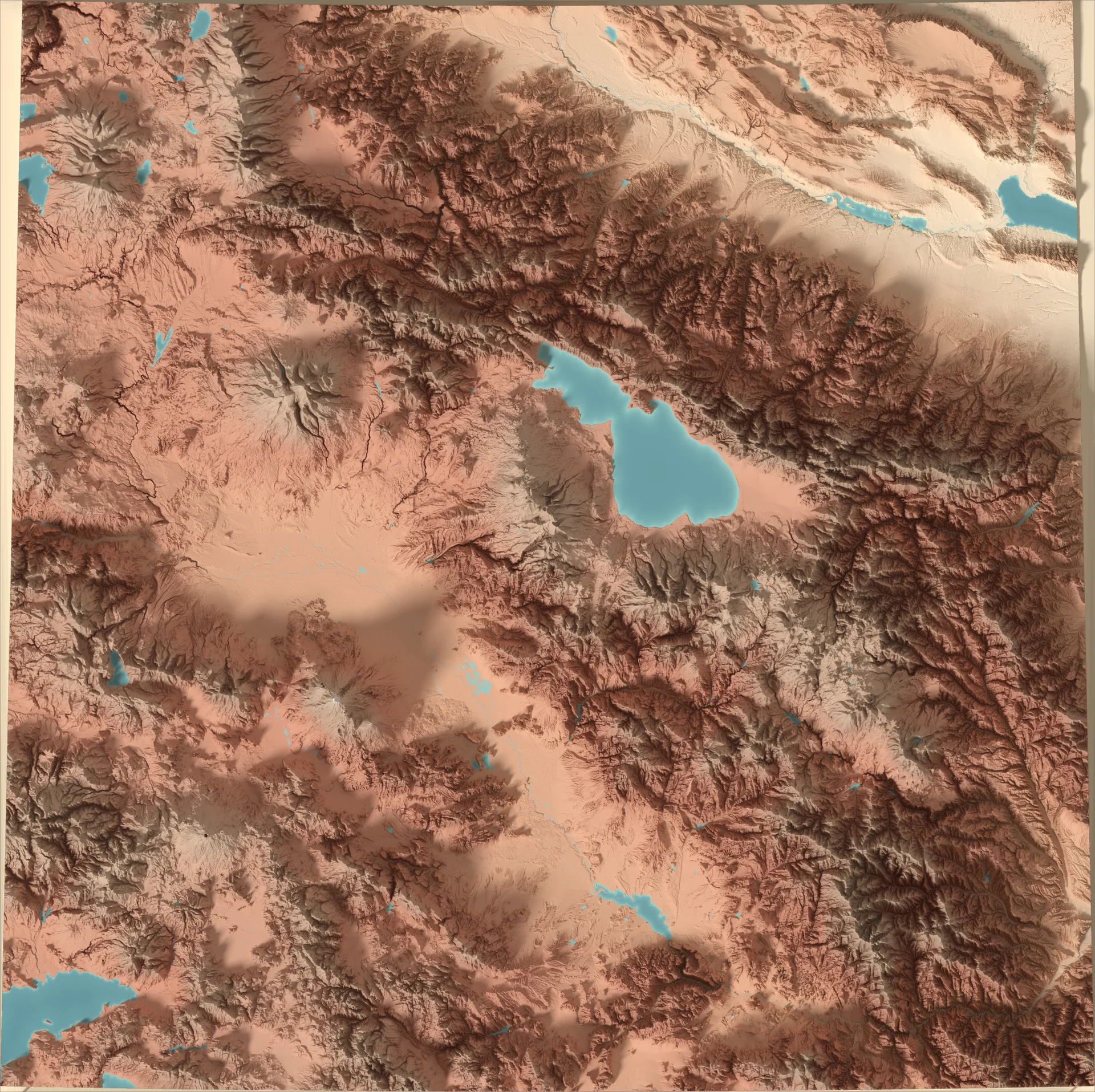 Ray-traced relief map of Armenia