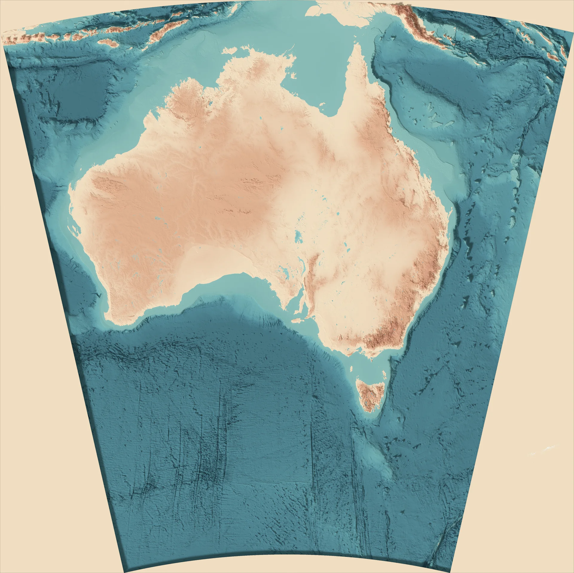 Ray-traced relief map of Australia