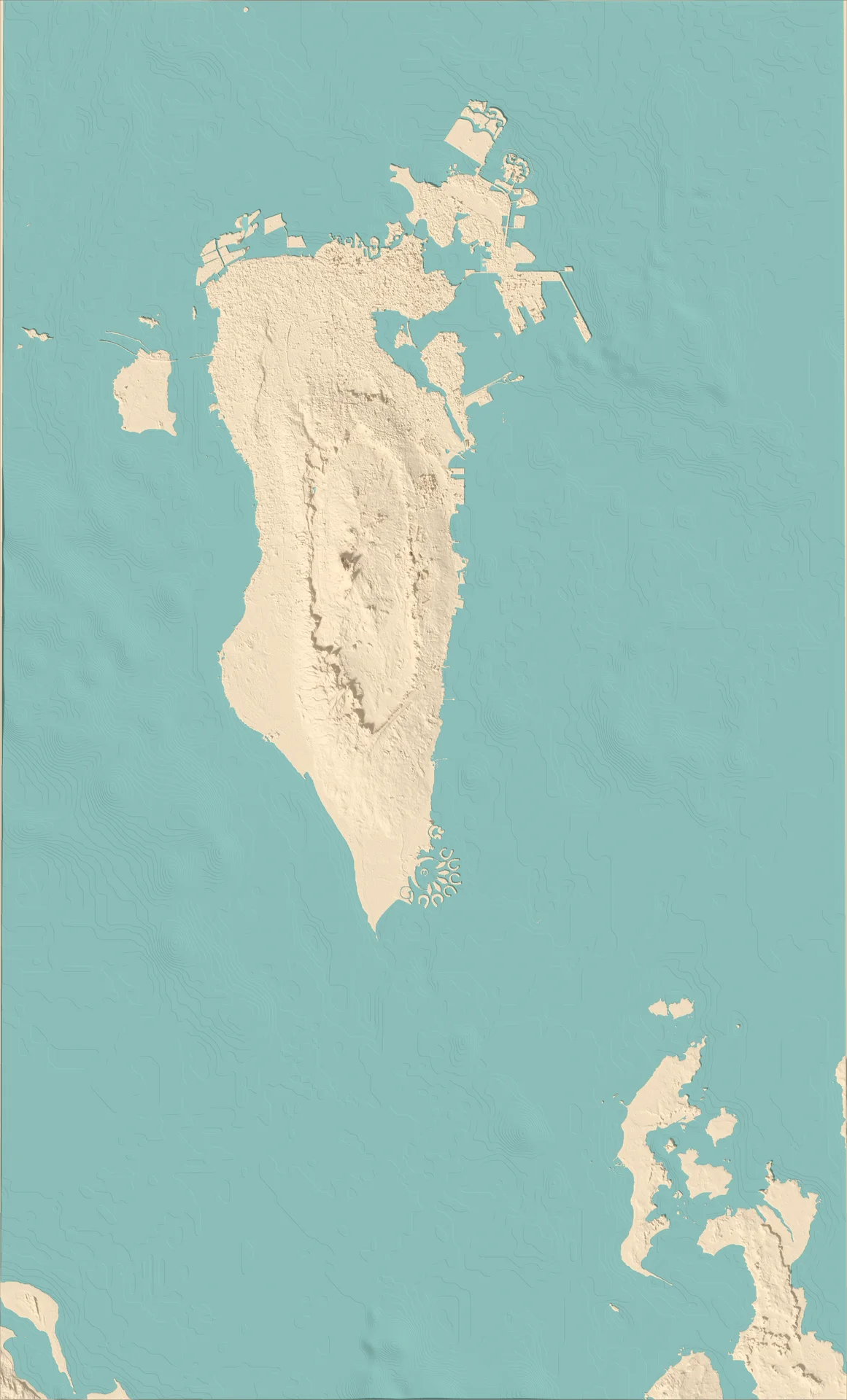 Ray-traced relief map of Bahrain