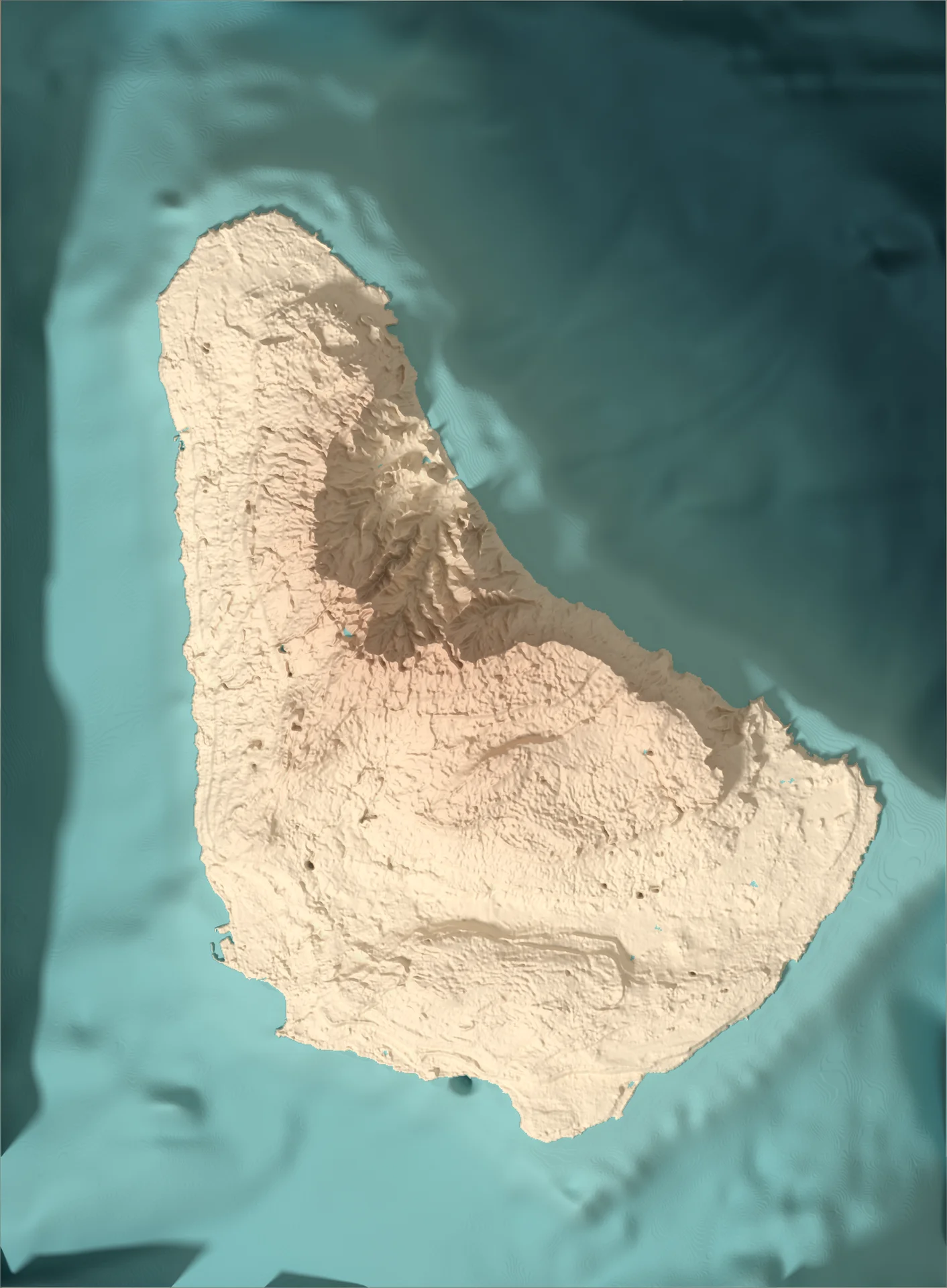 Ray-traced relief map of Barbados