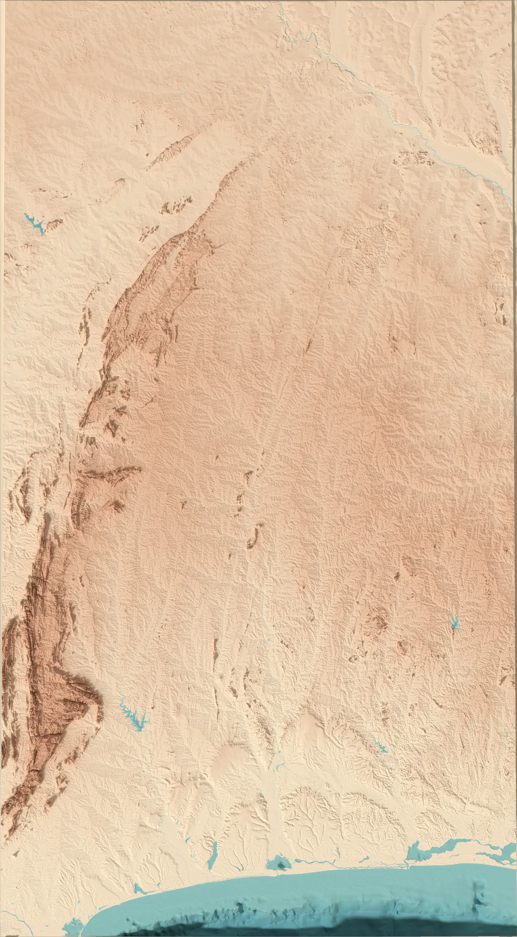 Ray-traced relief map of Benin