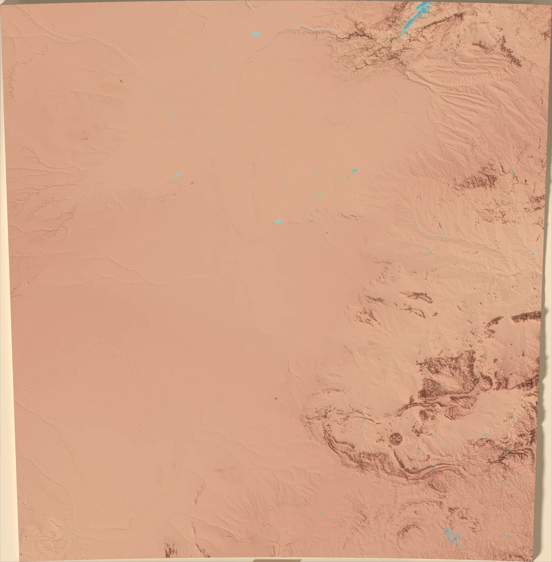 Ray-traced relief map of Botswana