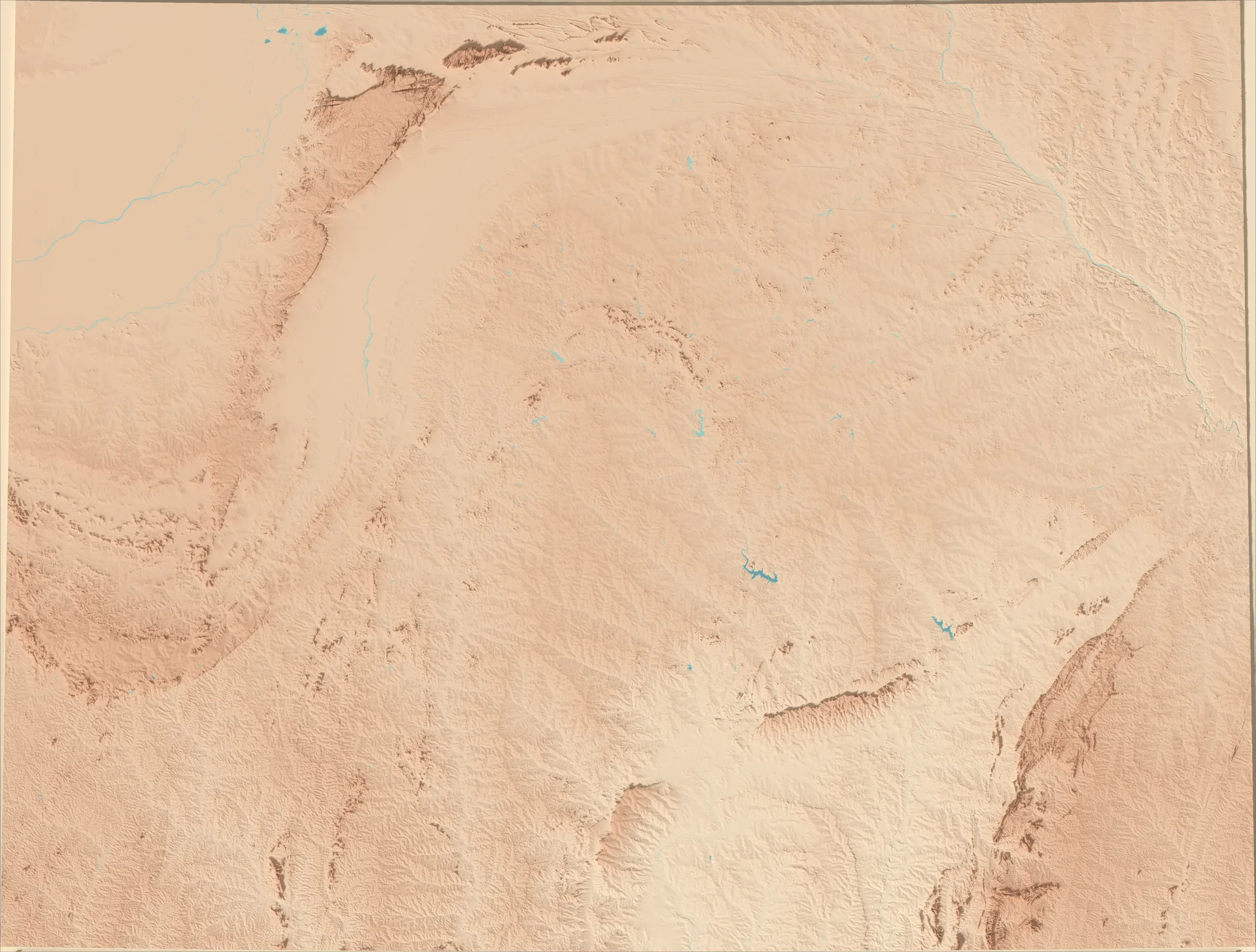 Ray-traced relief map of Burkina Faso