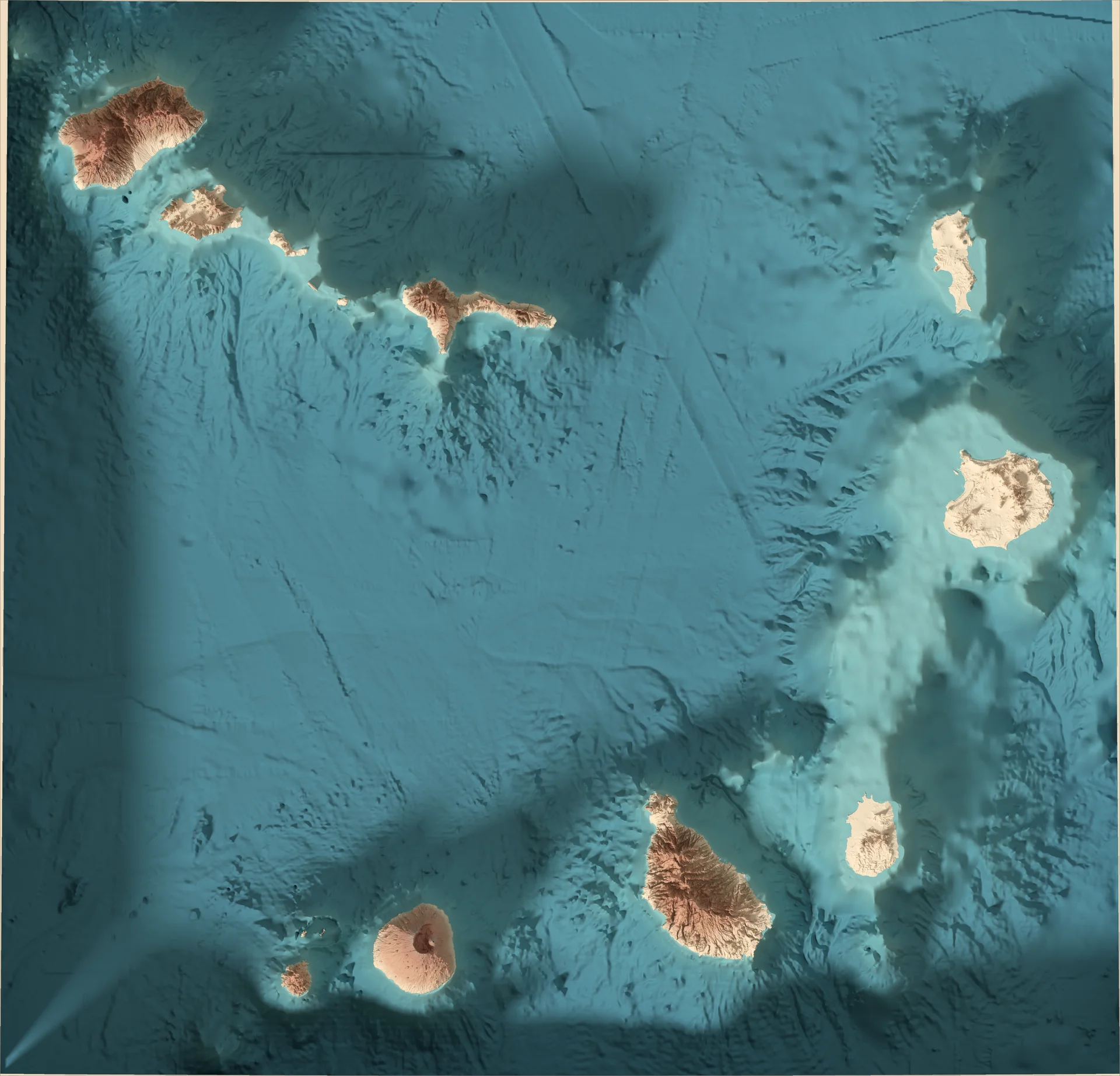 Ray-traced relief map of Cabo Verde