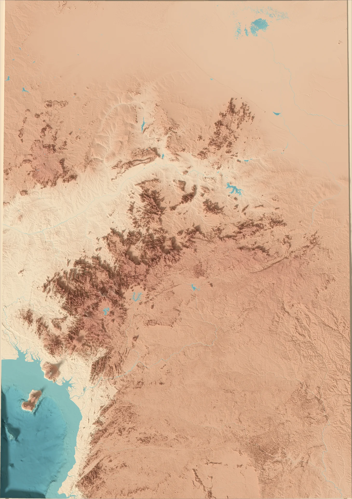 Ray-traced relief map of Cameroon