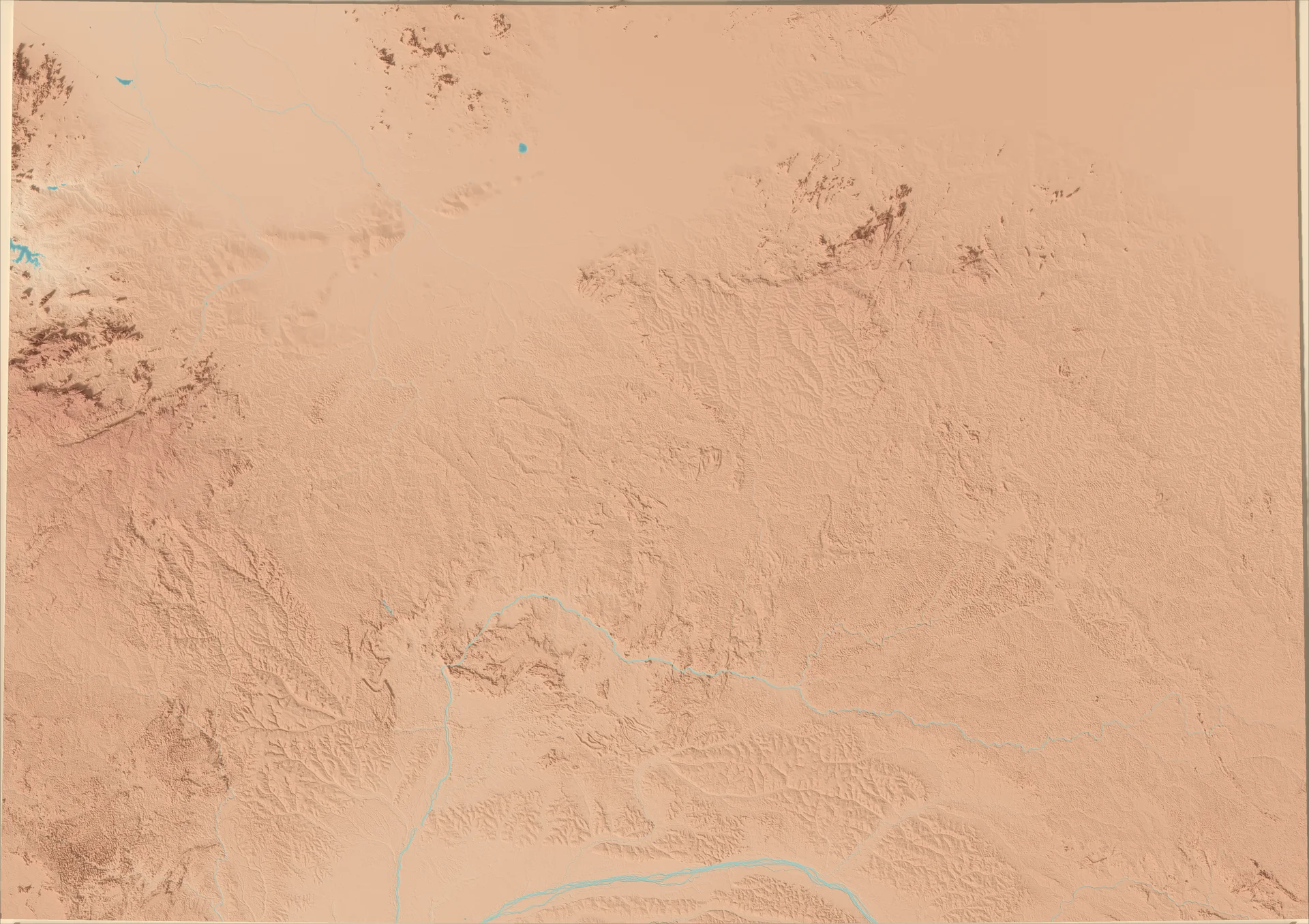 Ray-traced relief map of Central African Republic