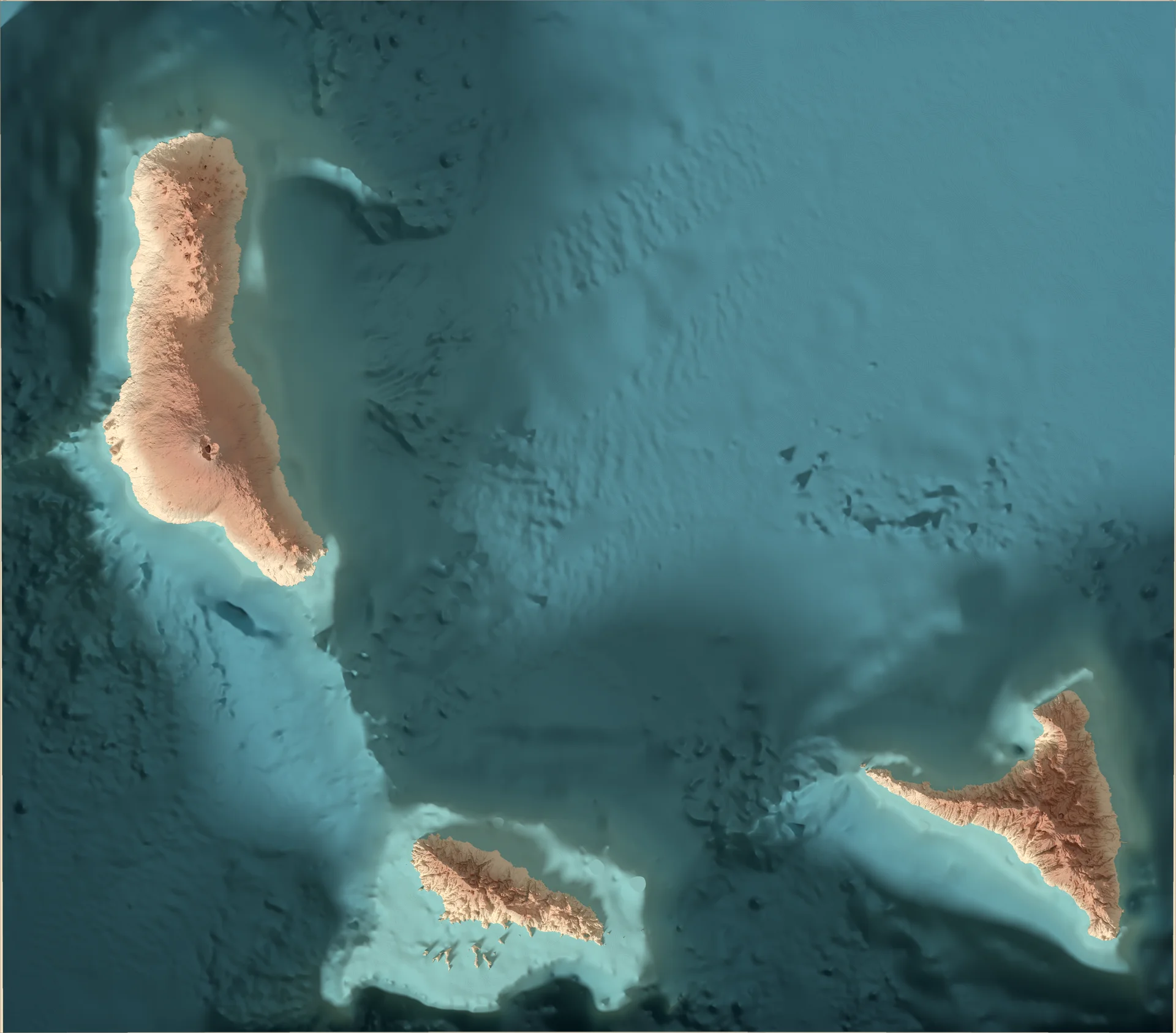 Ray-traced relief map of Comoros
