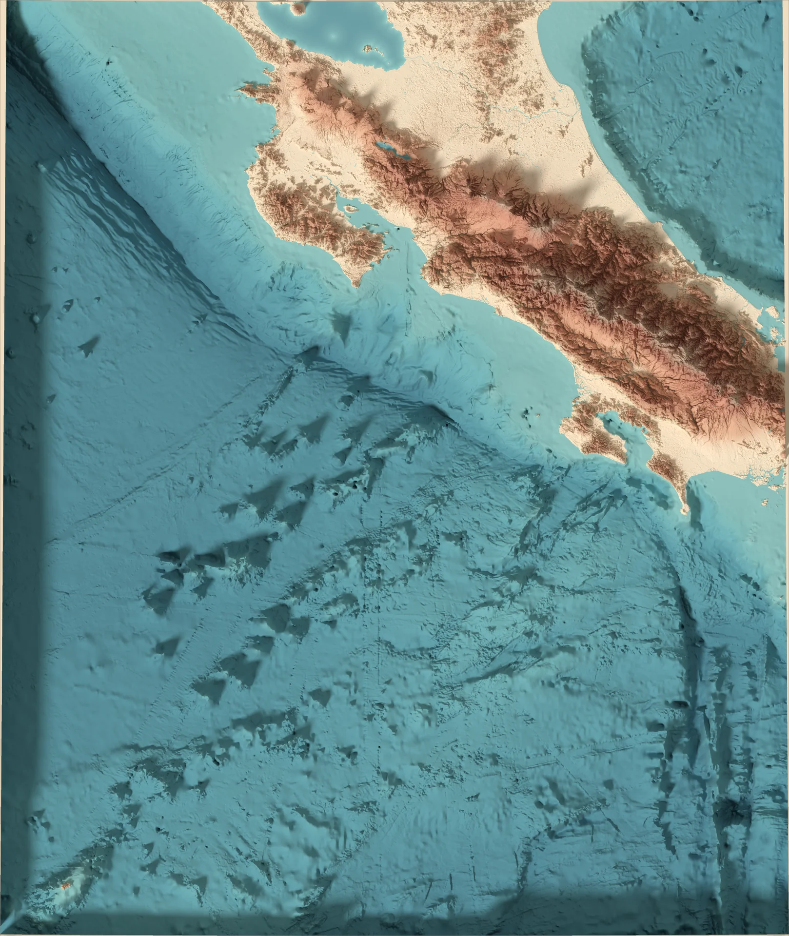Ray-traced relief map of Costa Rica