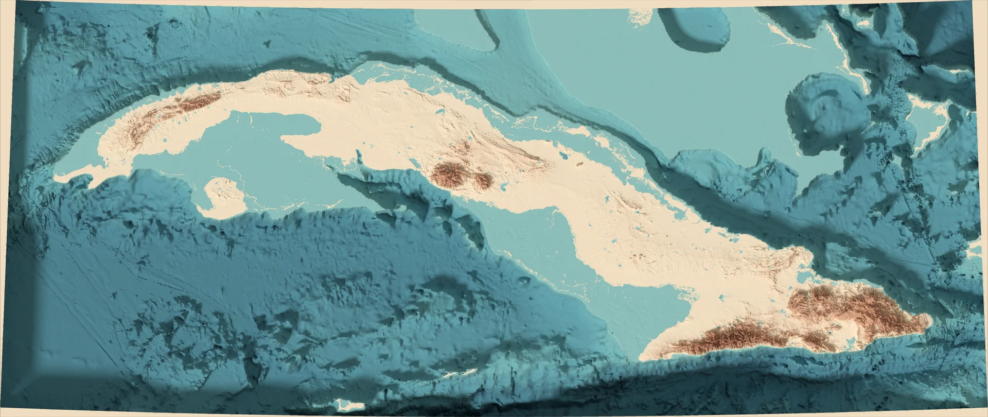 Ray-traced relief map of Cuba