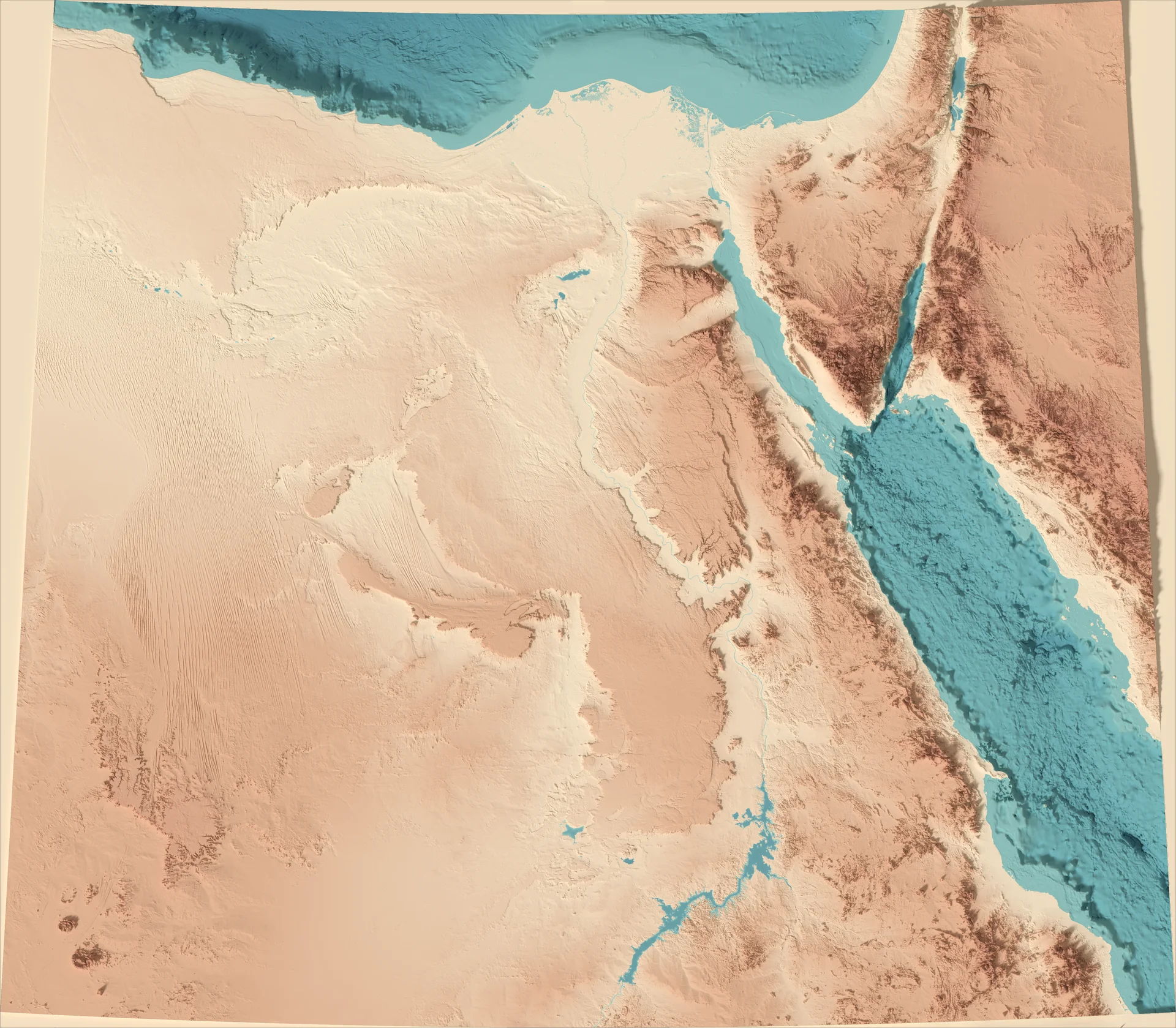 Ray-traced relief map of Egypt