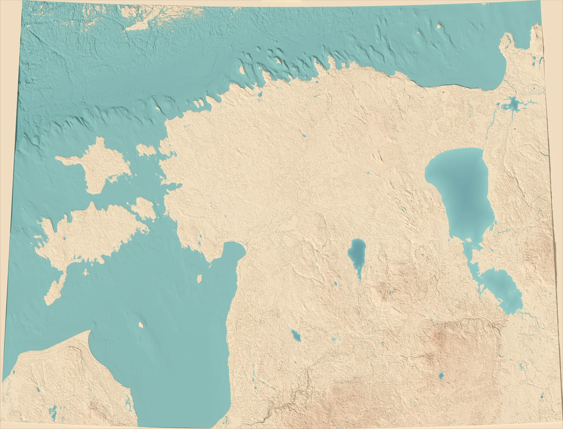 Ray-traced relief map of Estonia