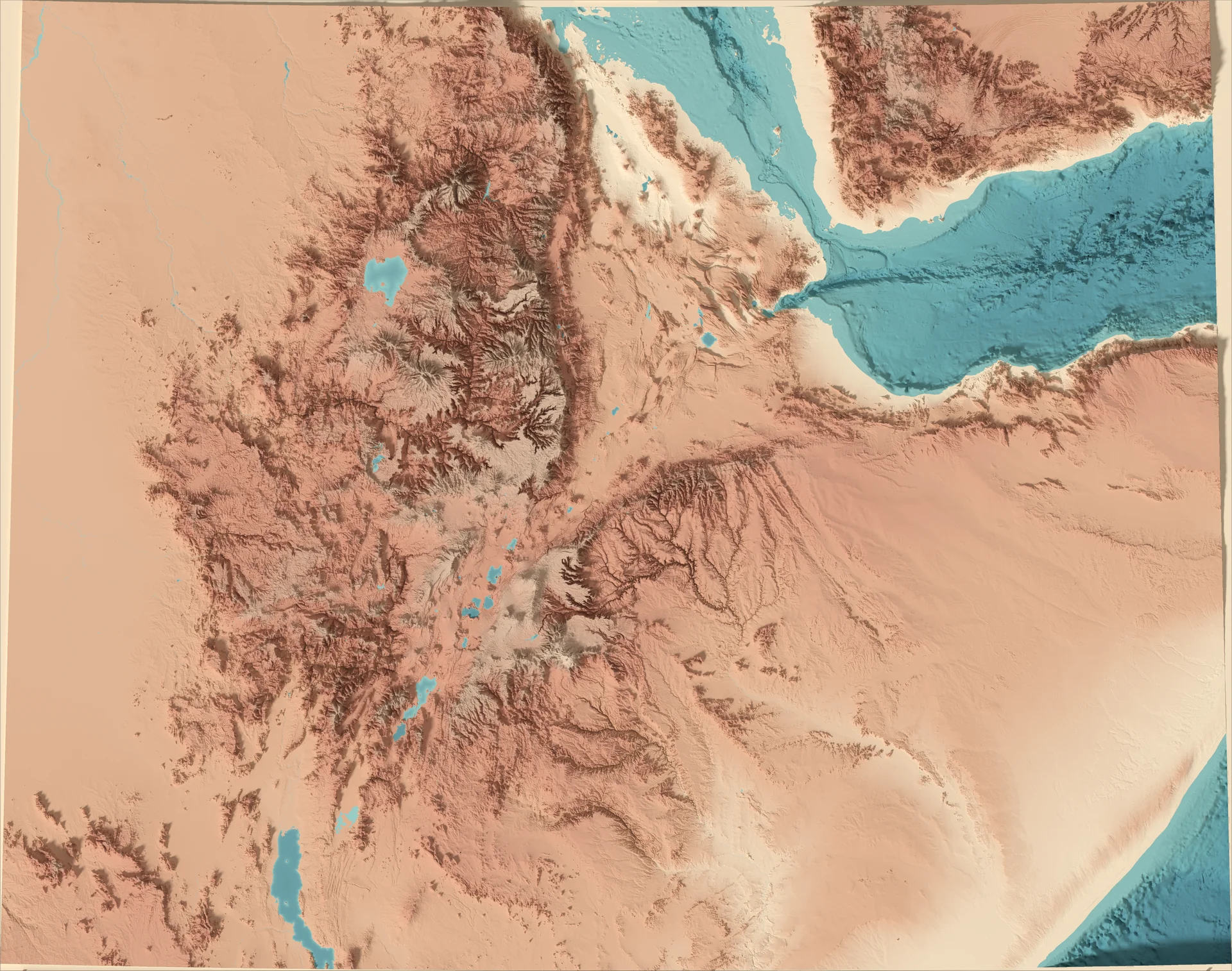 Ray-traced relief map of Ethiopia