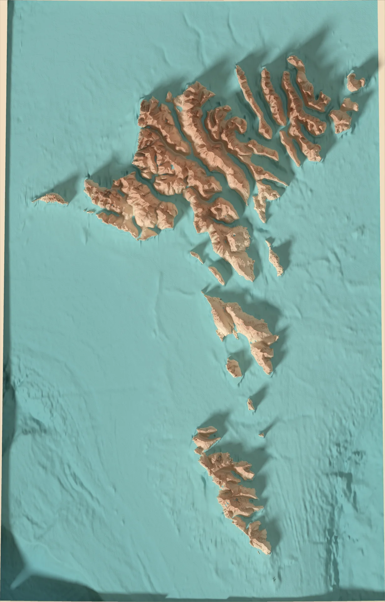 Ray-traced relief map of Faroe Islands