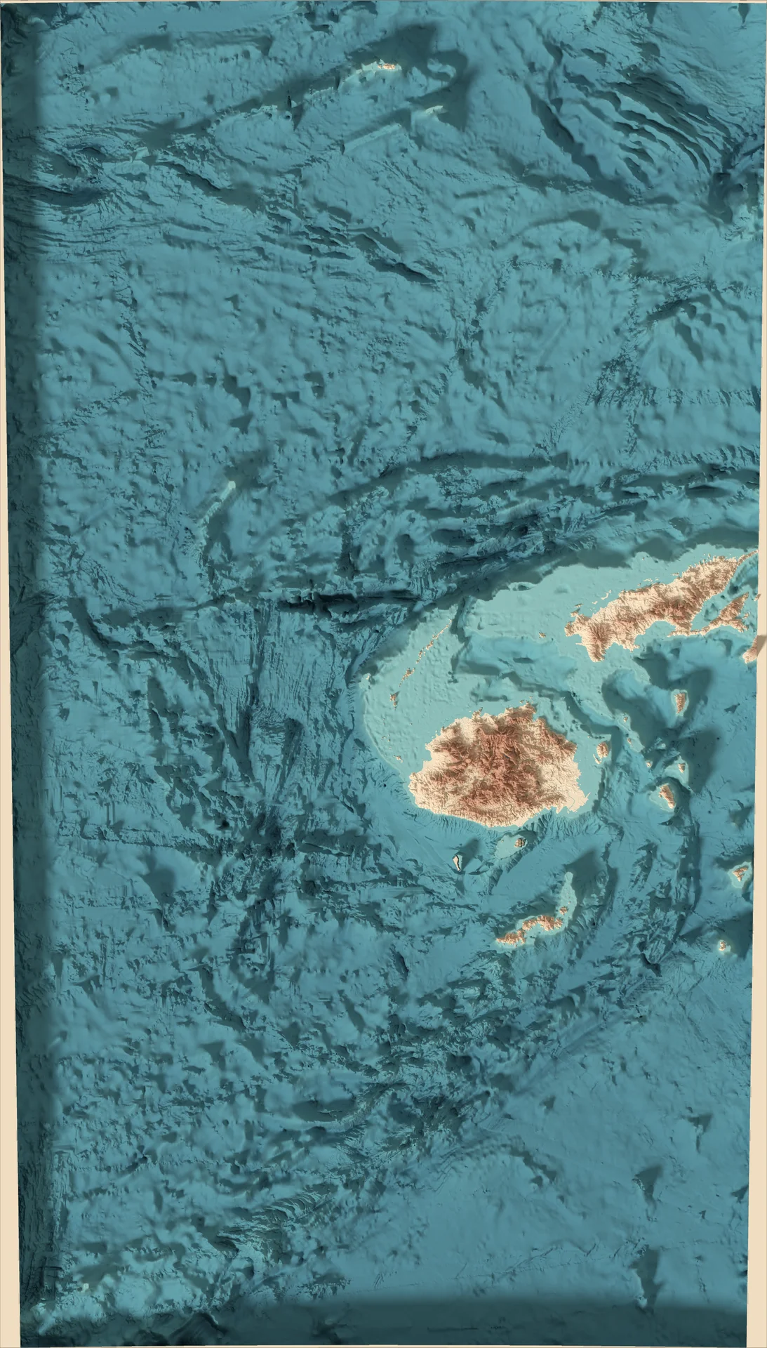 Ray-traced relief map of Fiji