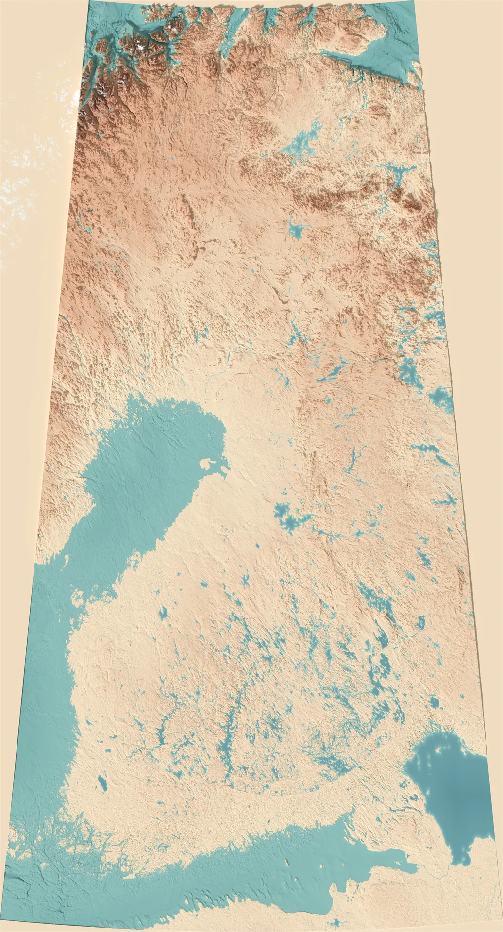 Ray-traced relief map of Finland