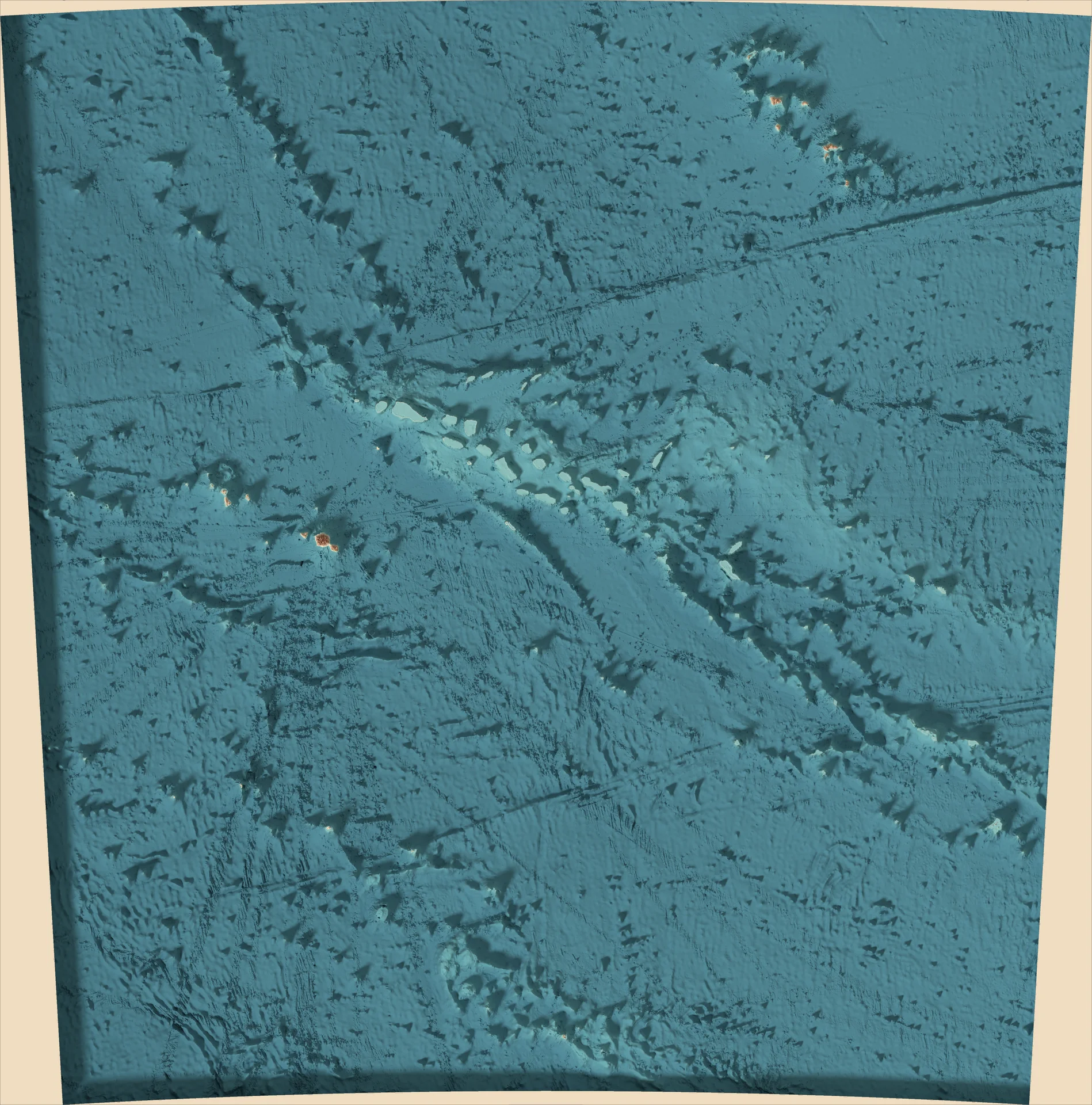 Ray-traced relief map of French Polynesia