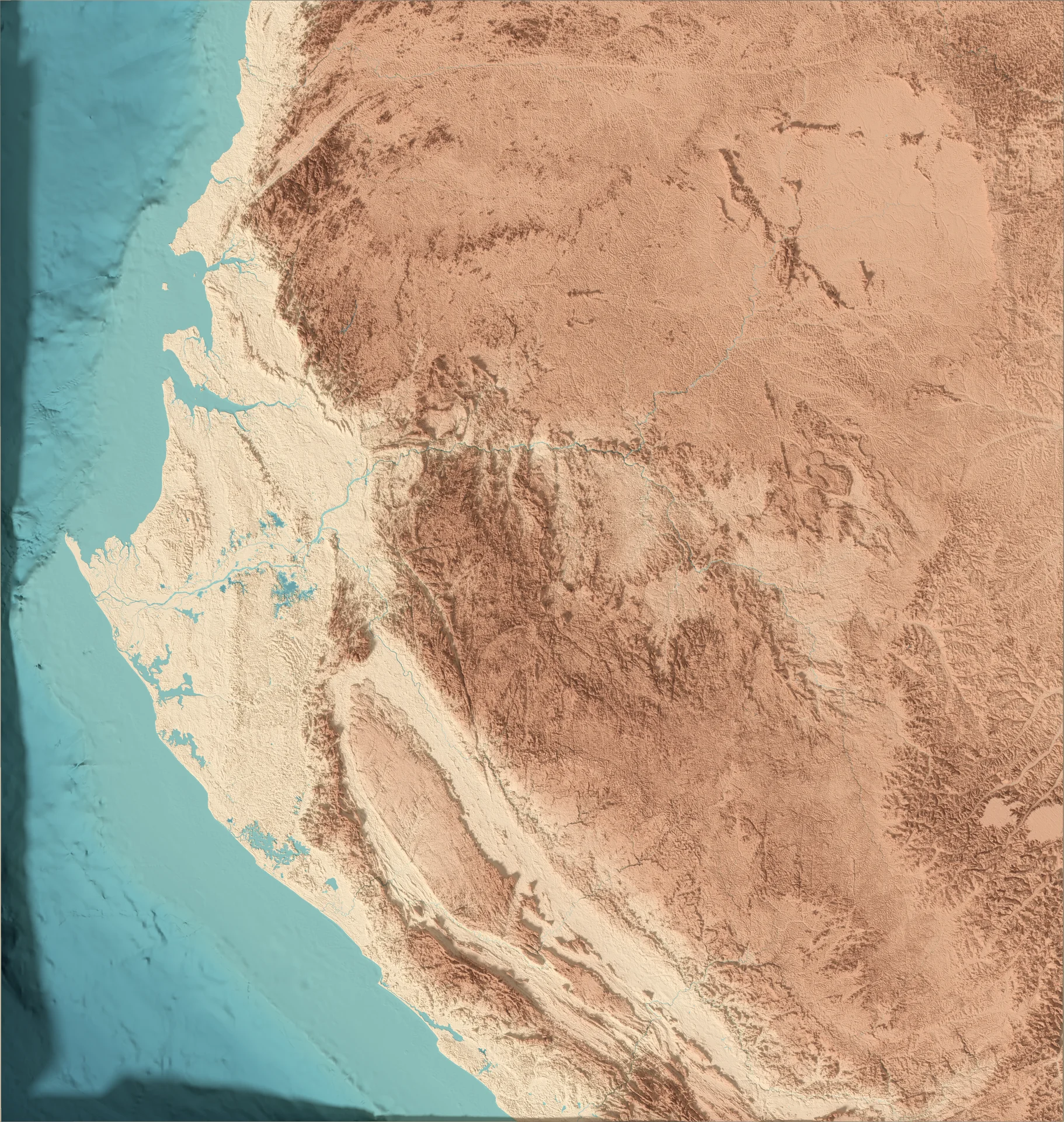 Ray-traced relief map of Gabon