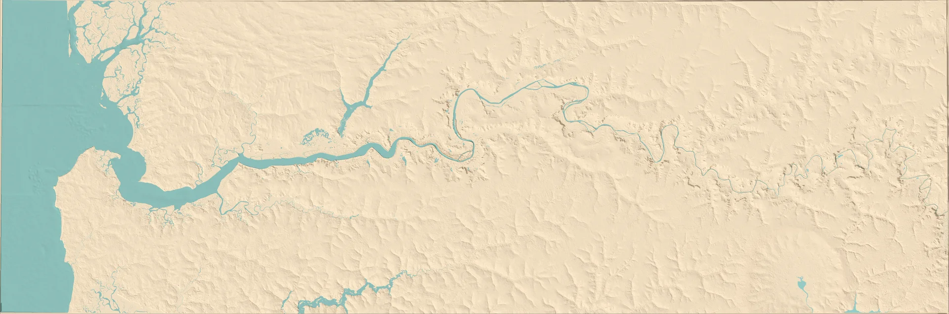 Ray-traced relief map of Gambia
