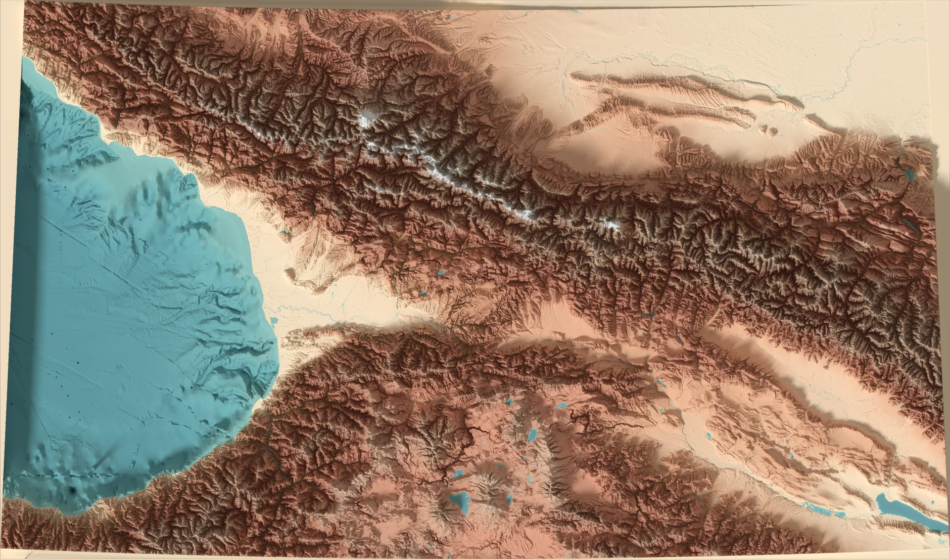 Ray-traced relief map of Georgia