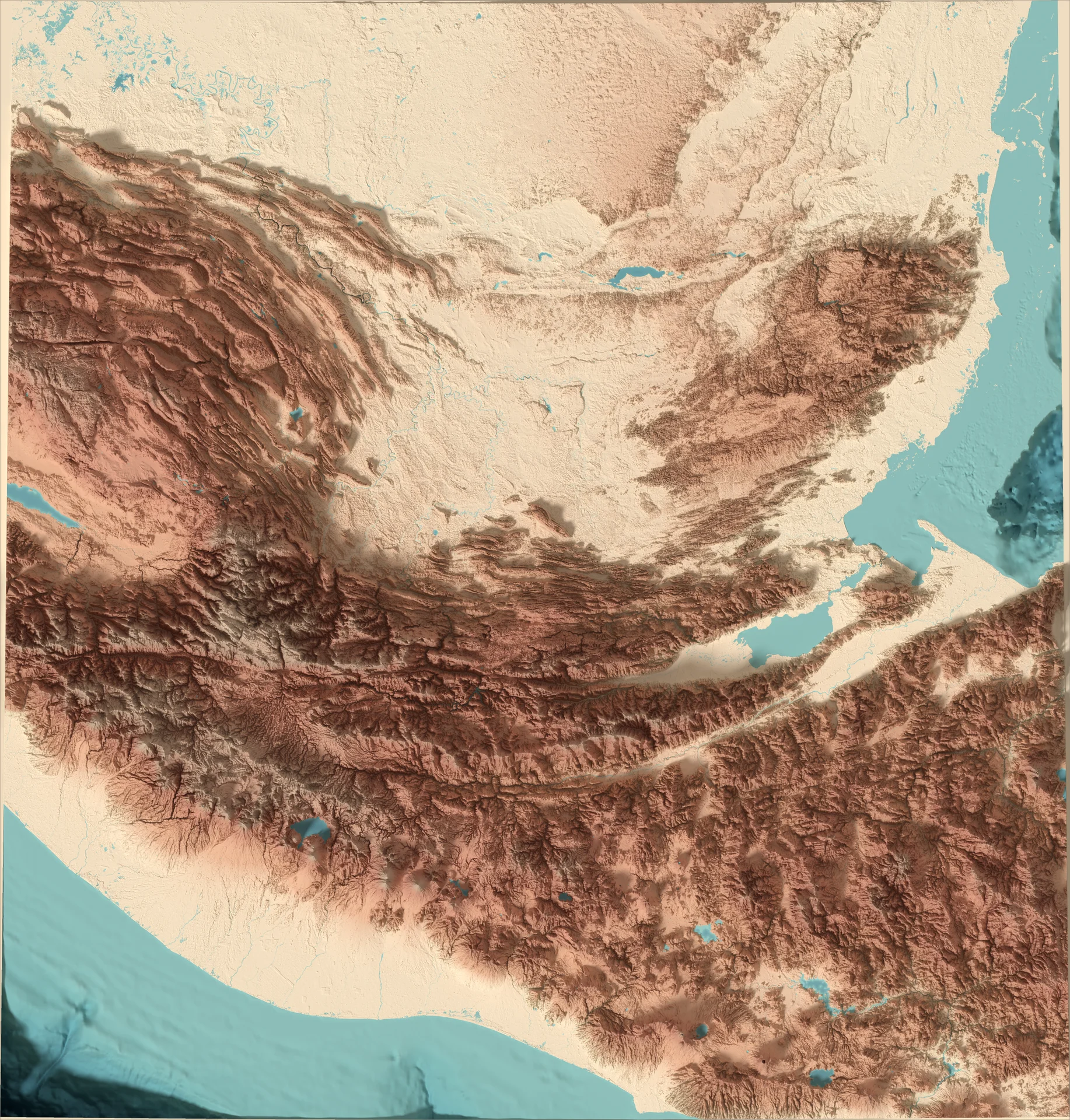 Ray-traced relief map of Guatemala