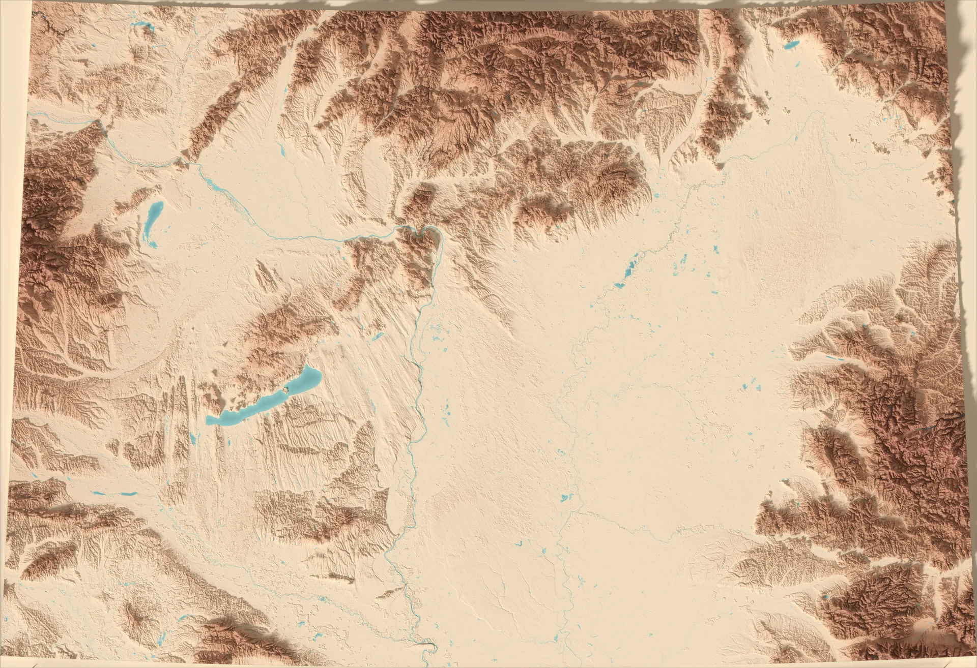Ray-traced relief map of Hungary