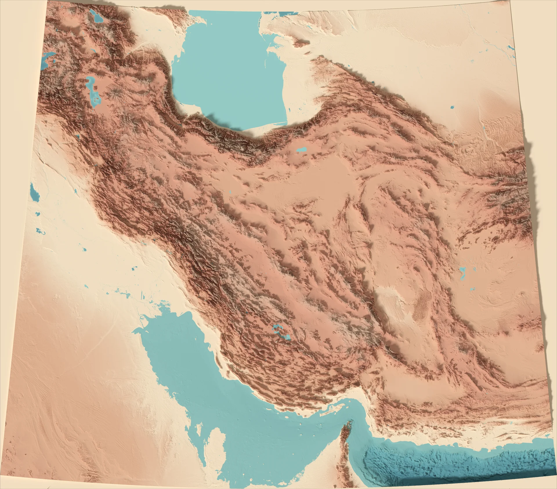 Ray-traced relief map of Iran