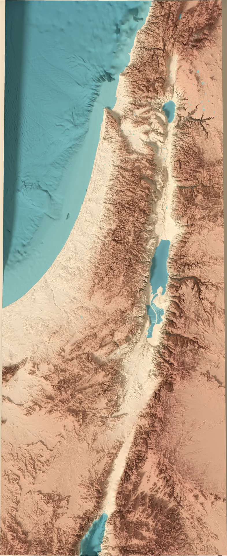 Ray-traced relief map of Israel