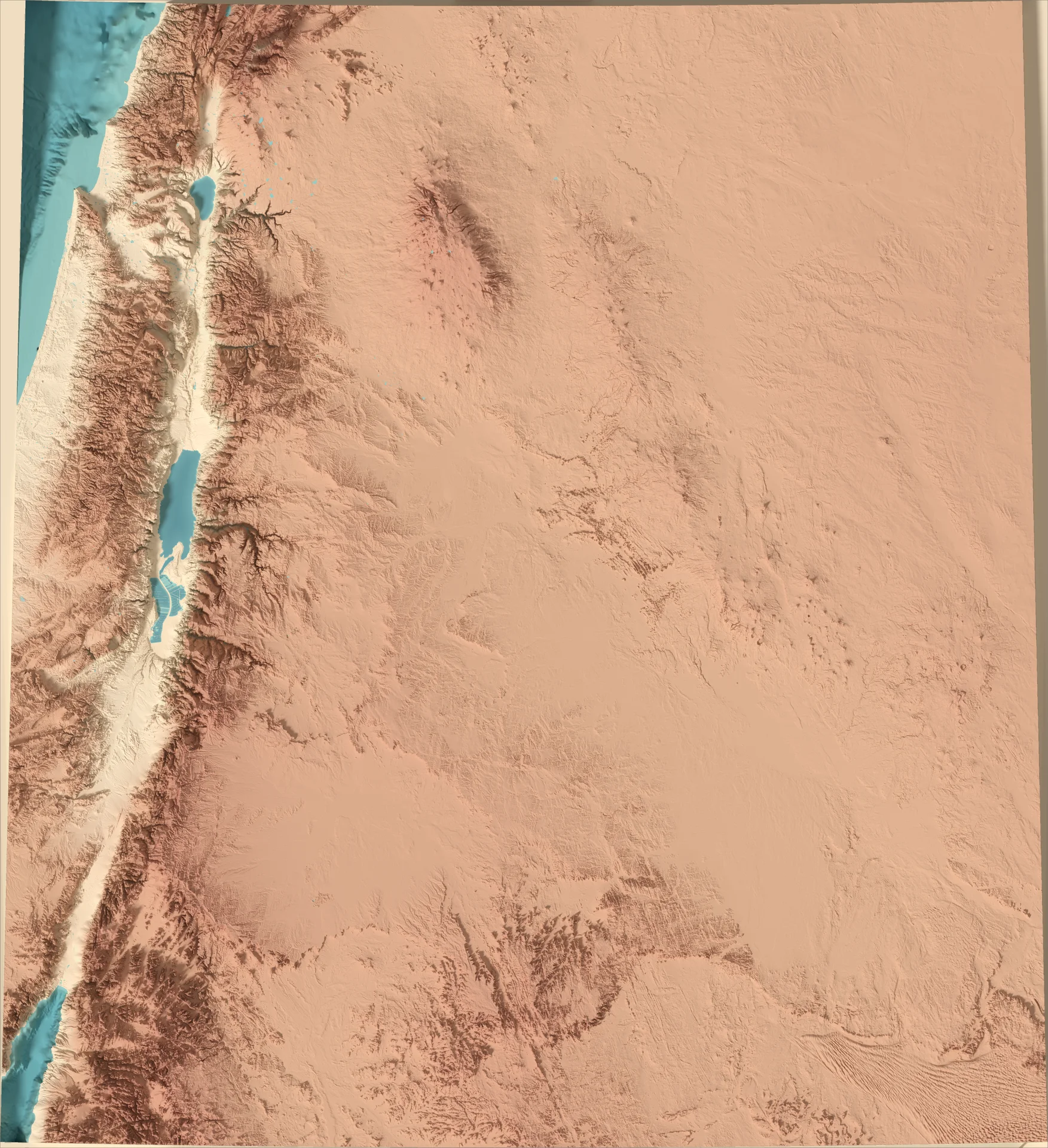Ray-traced relief map of Jordan