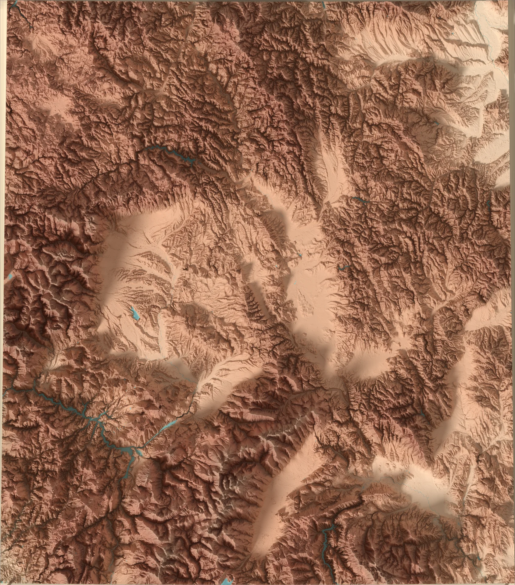 Ray-traced relief map of Kosovo