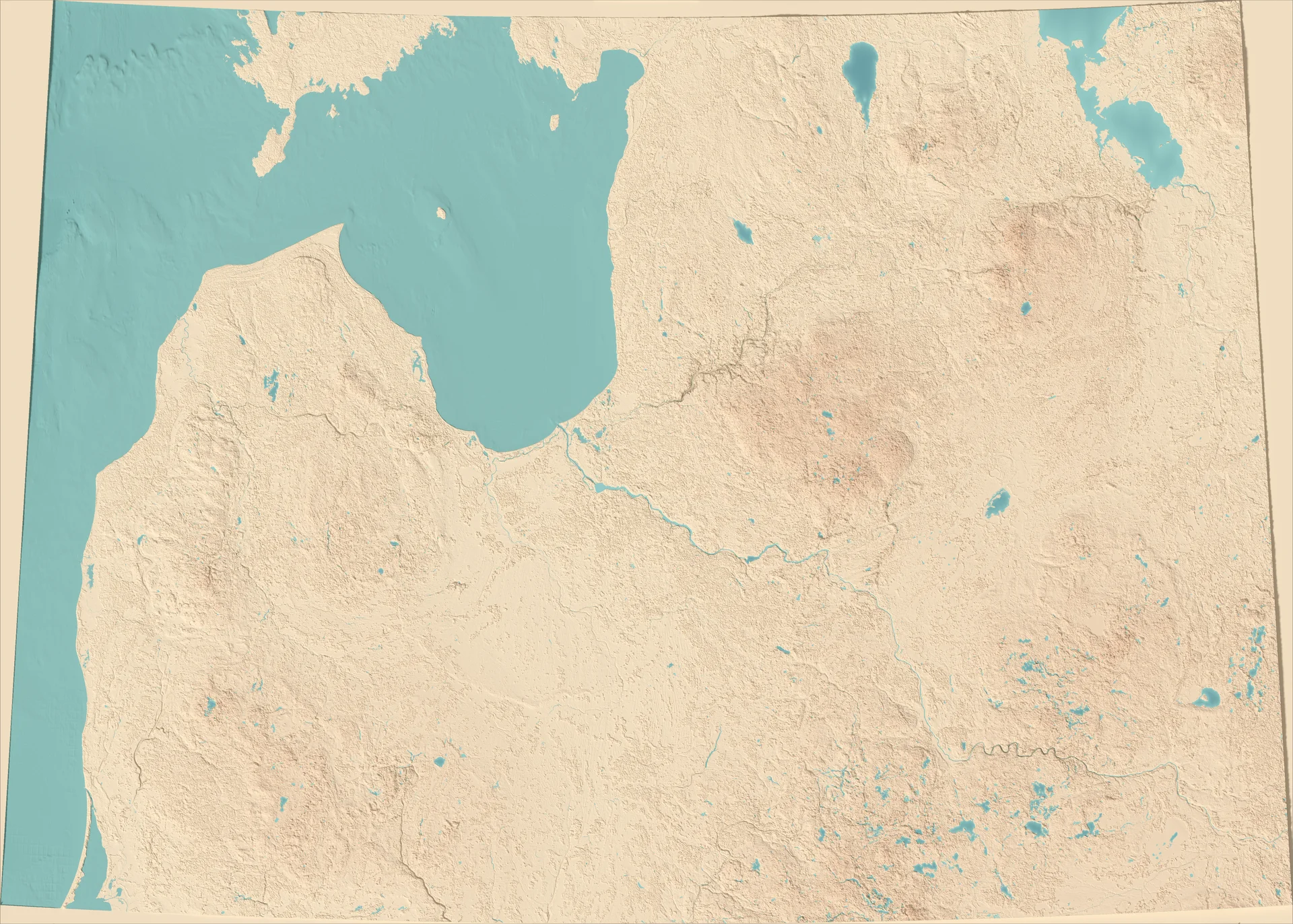 Ray-traced relief map of Latvia