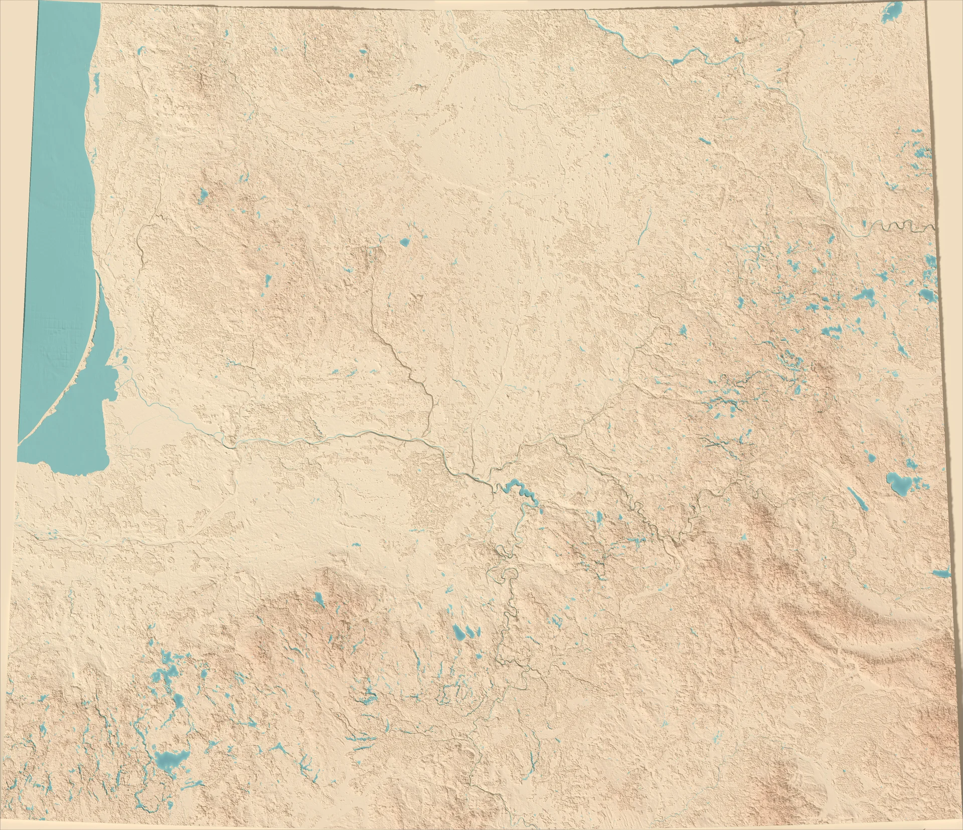 Ray-traced relief map of Lithuania