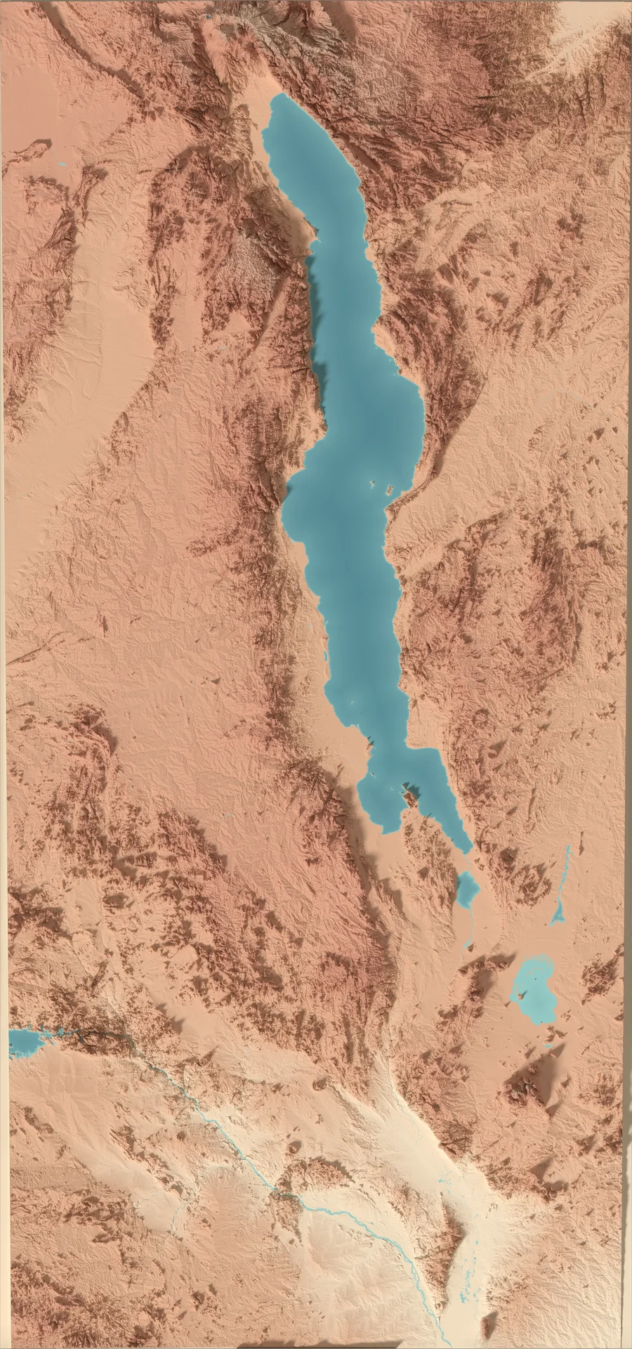 Ray-traced relief map of Malawi
