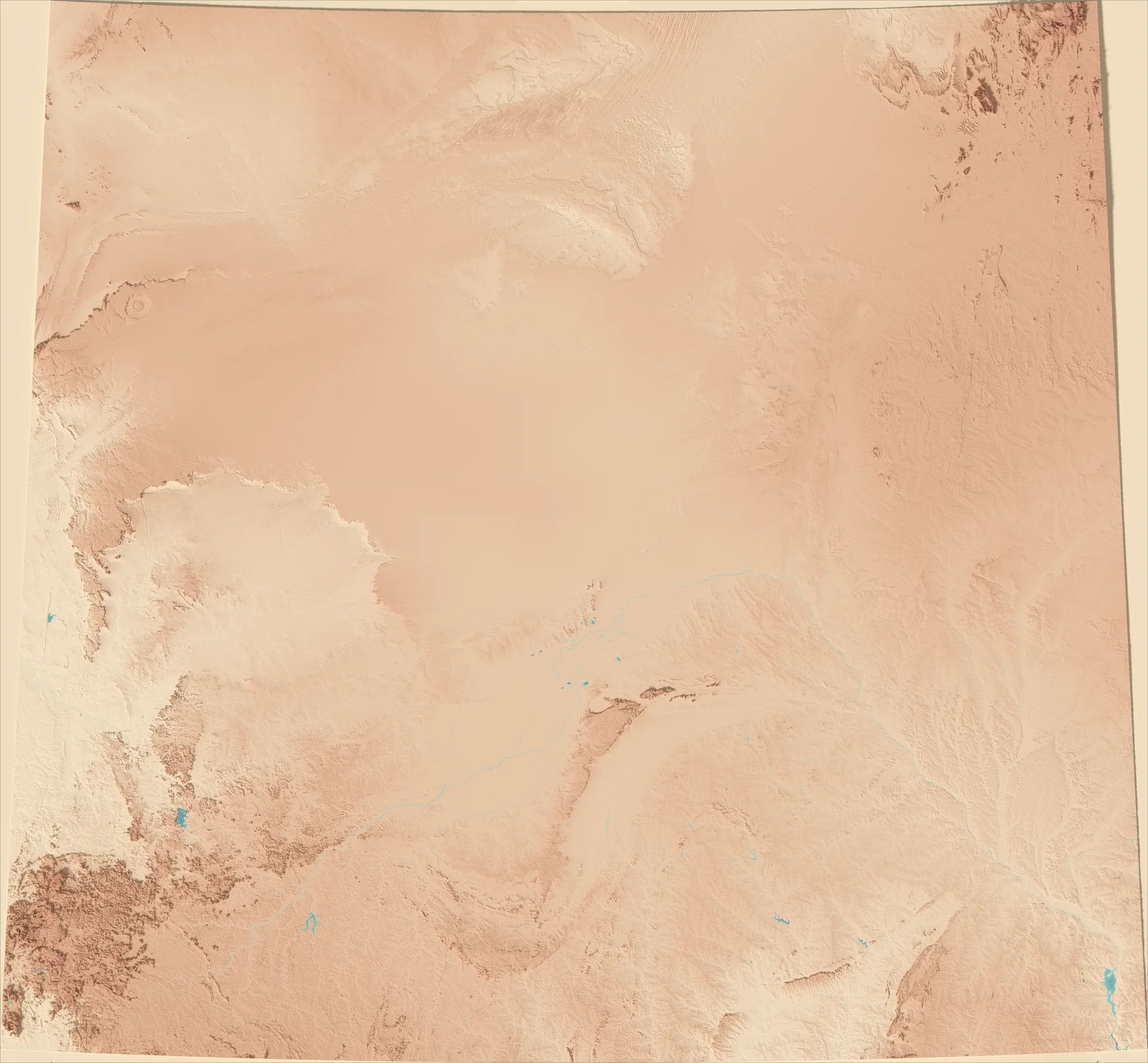Ray-traced relief map of Mali