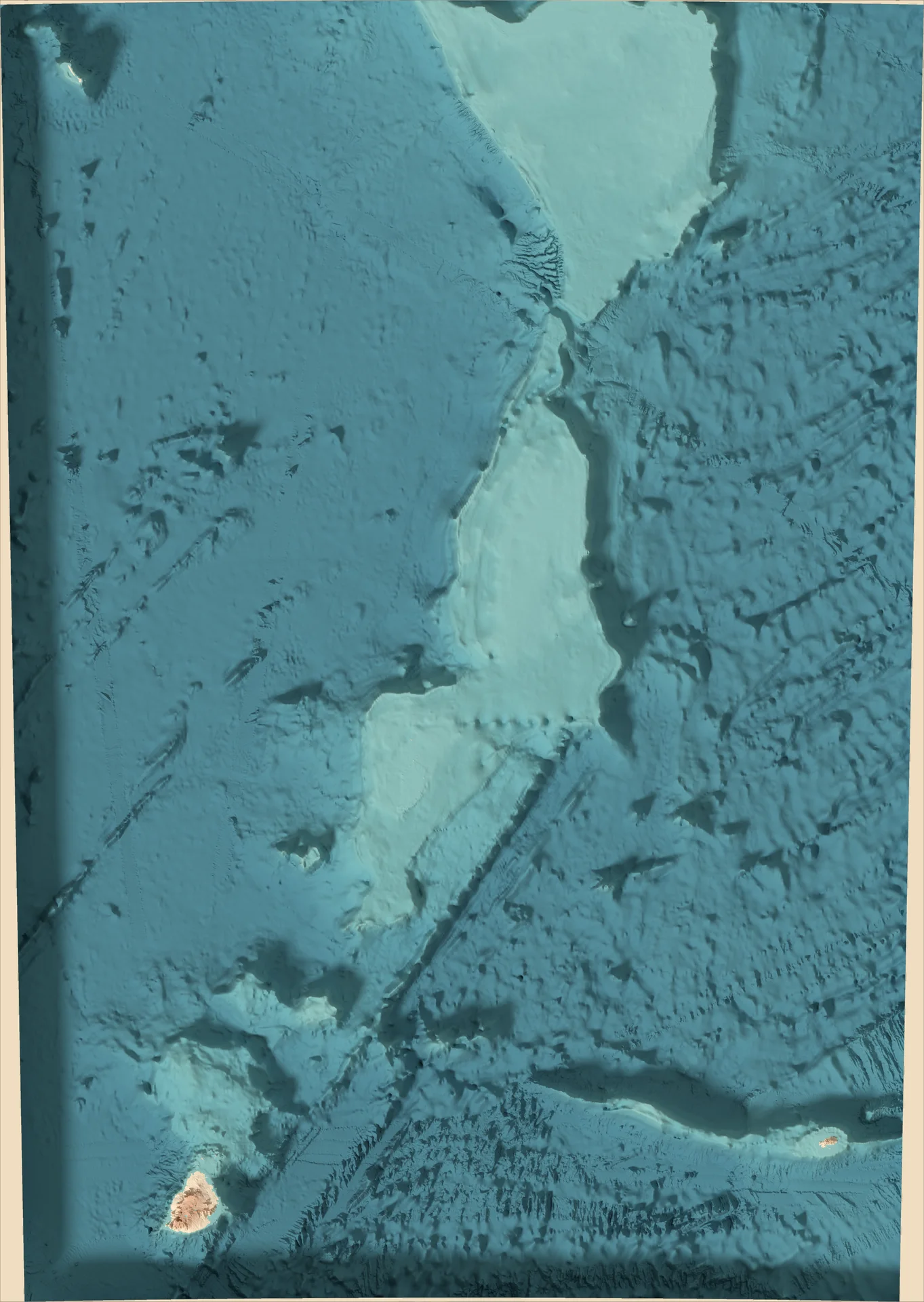 Ray-traced relief map of Mauritius