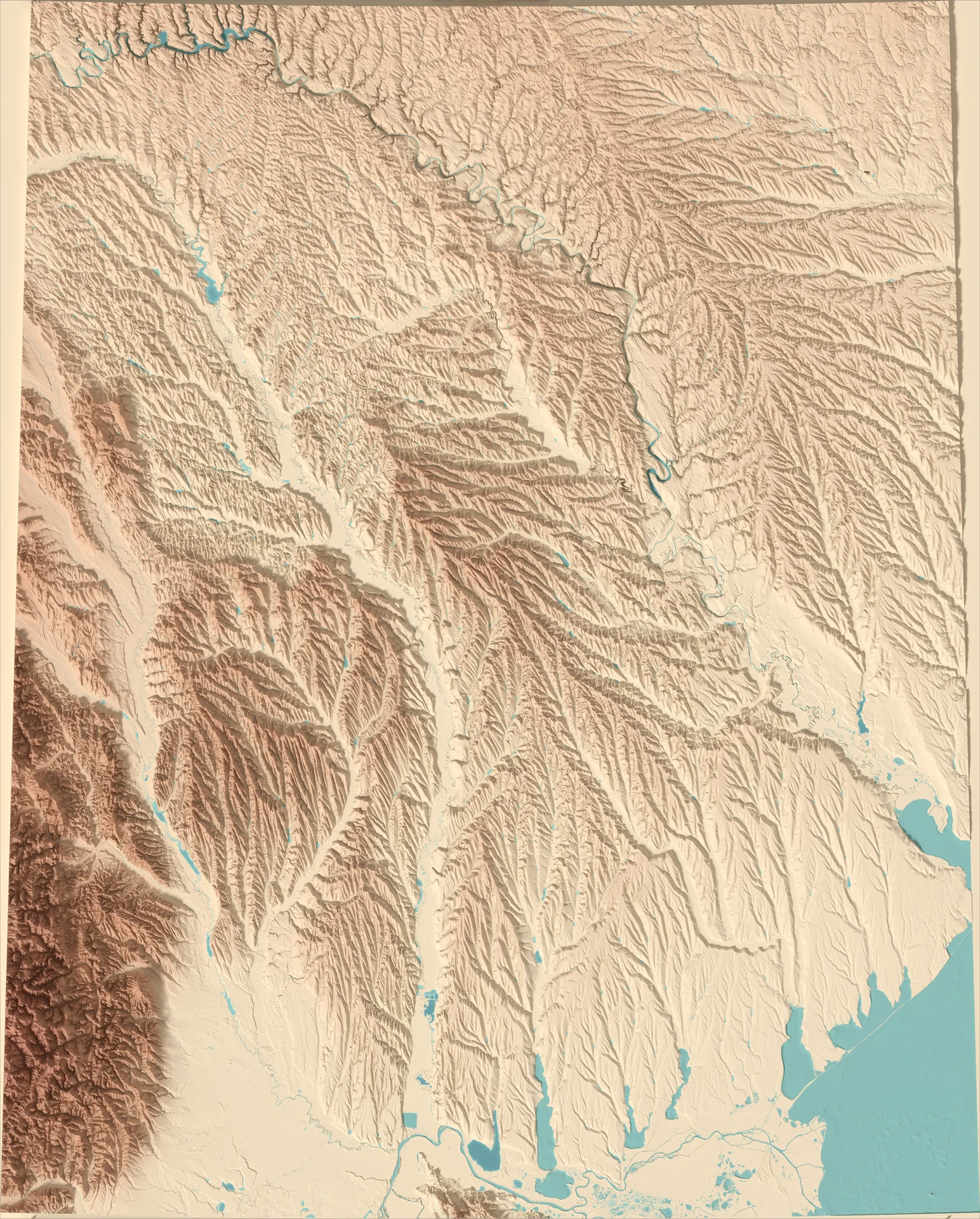 Ray-traced relief map of Moldova