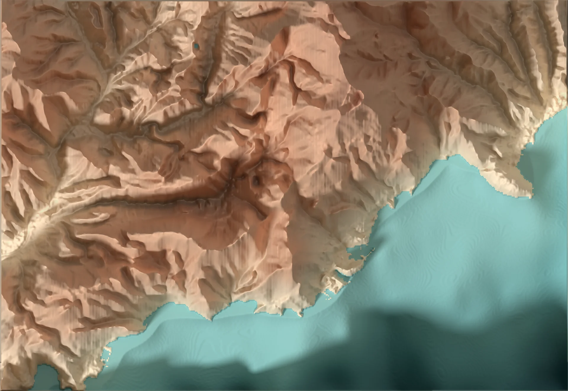 Ray-traced relief map of Monaco