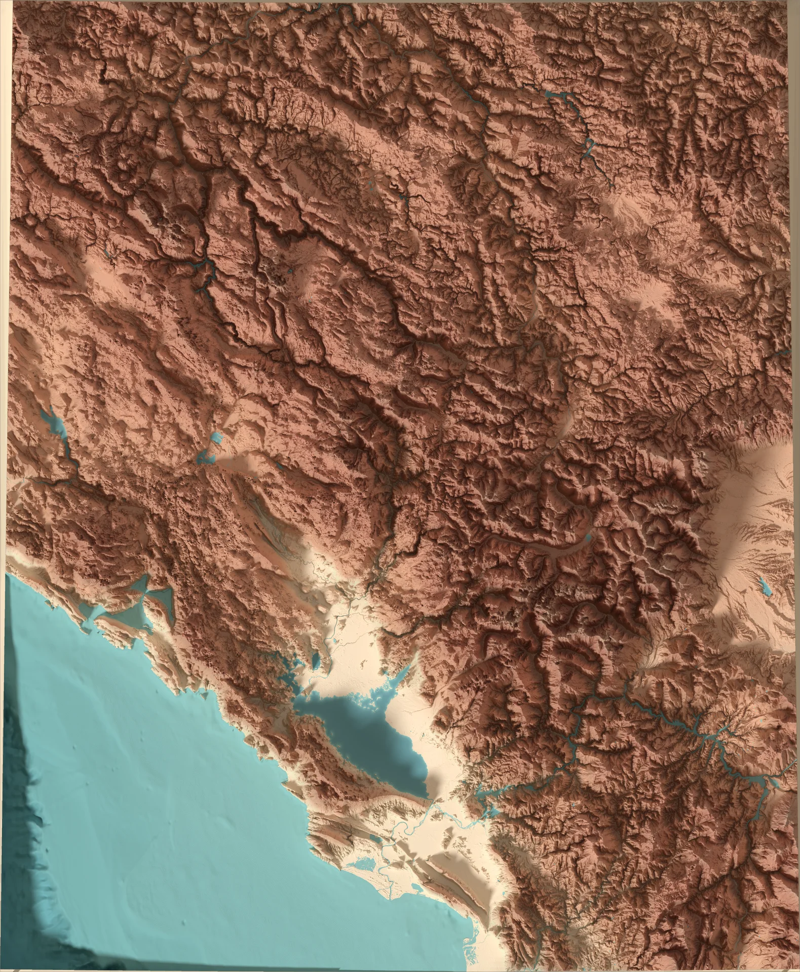 Ray-traced relief map of Montenegro