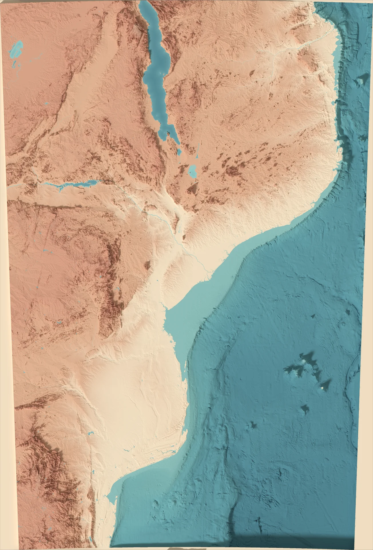 Ray-traced relief map of Mozambique