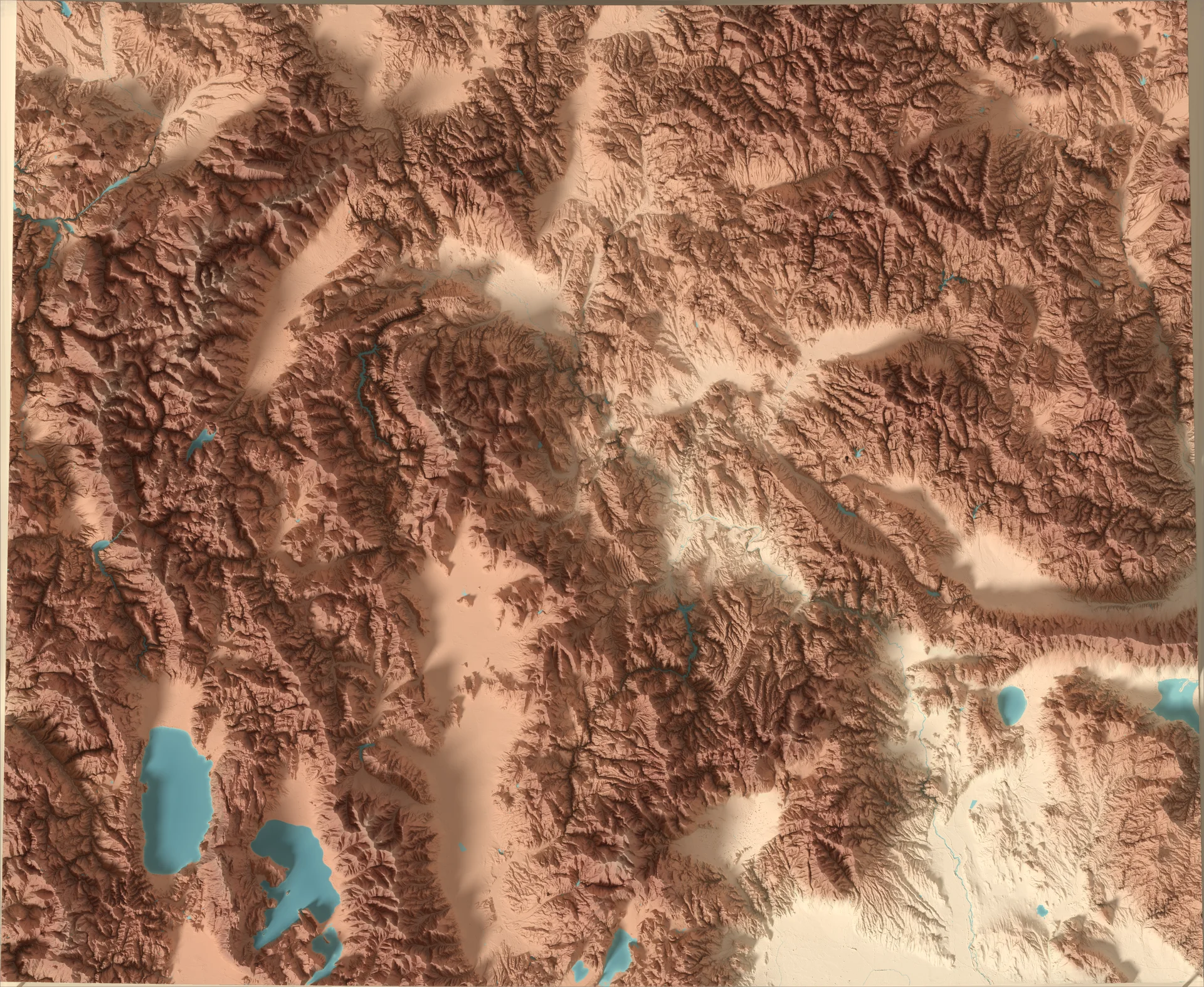 Ray-traced relief map of North Macedonia
