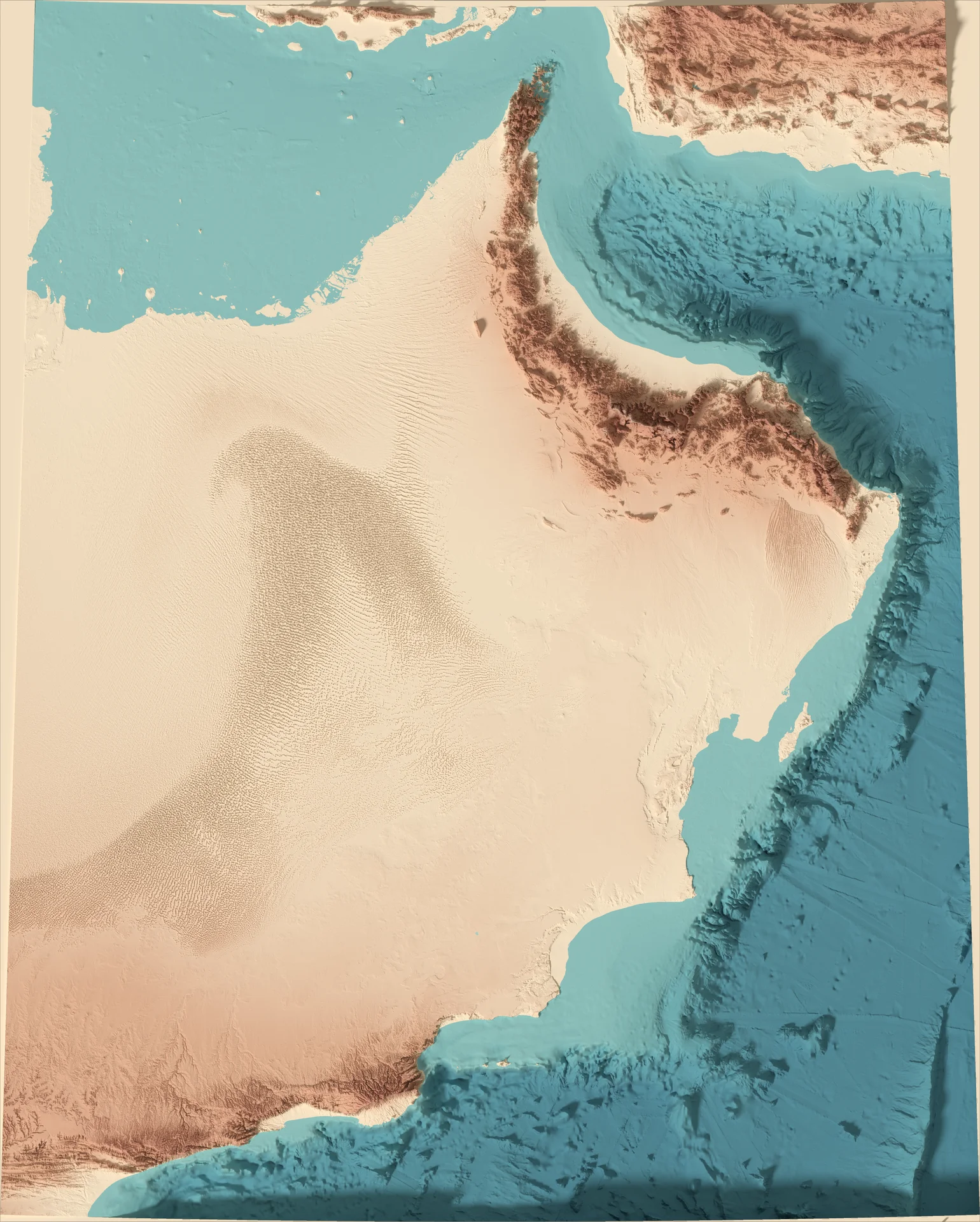 Ray-traced relief map of Oman