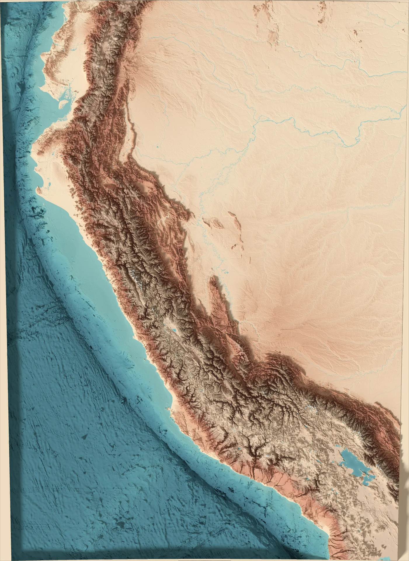 Ray-traced relief map of Peru