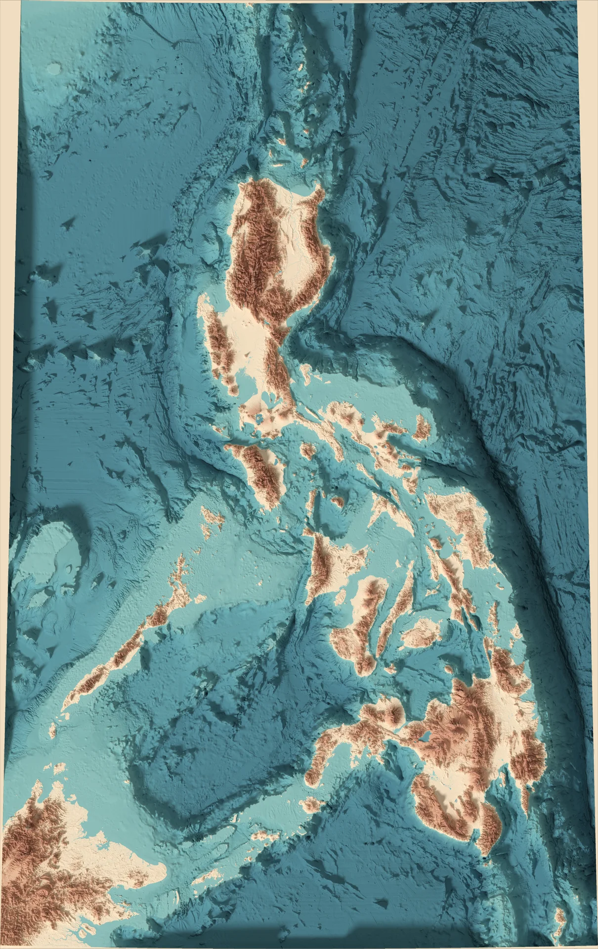 Ray-traced relief map of Philippines