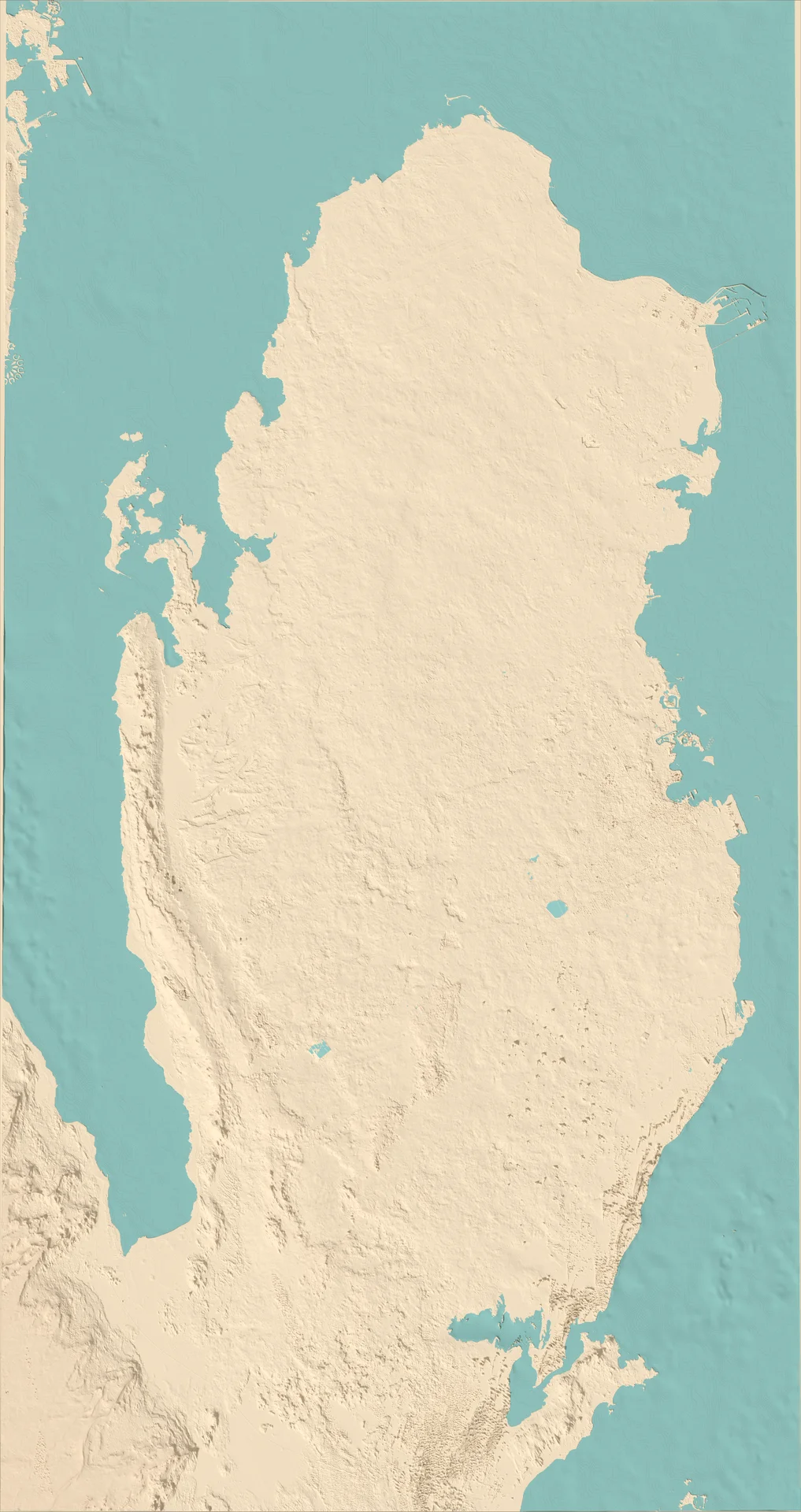 Ray-traced relief map of Qatar