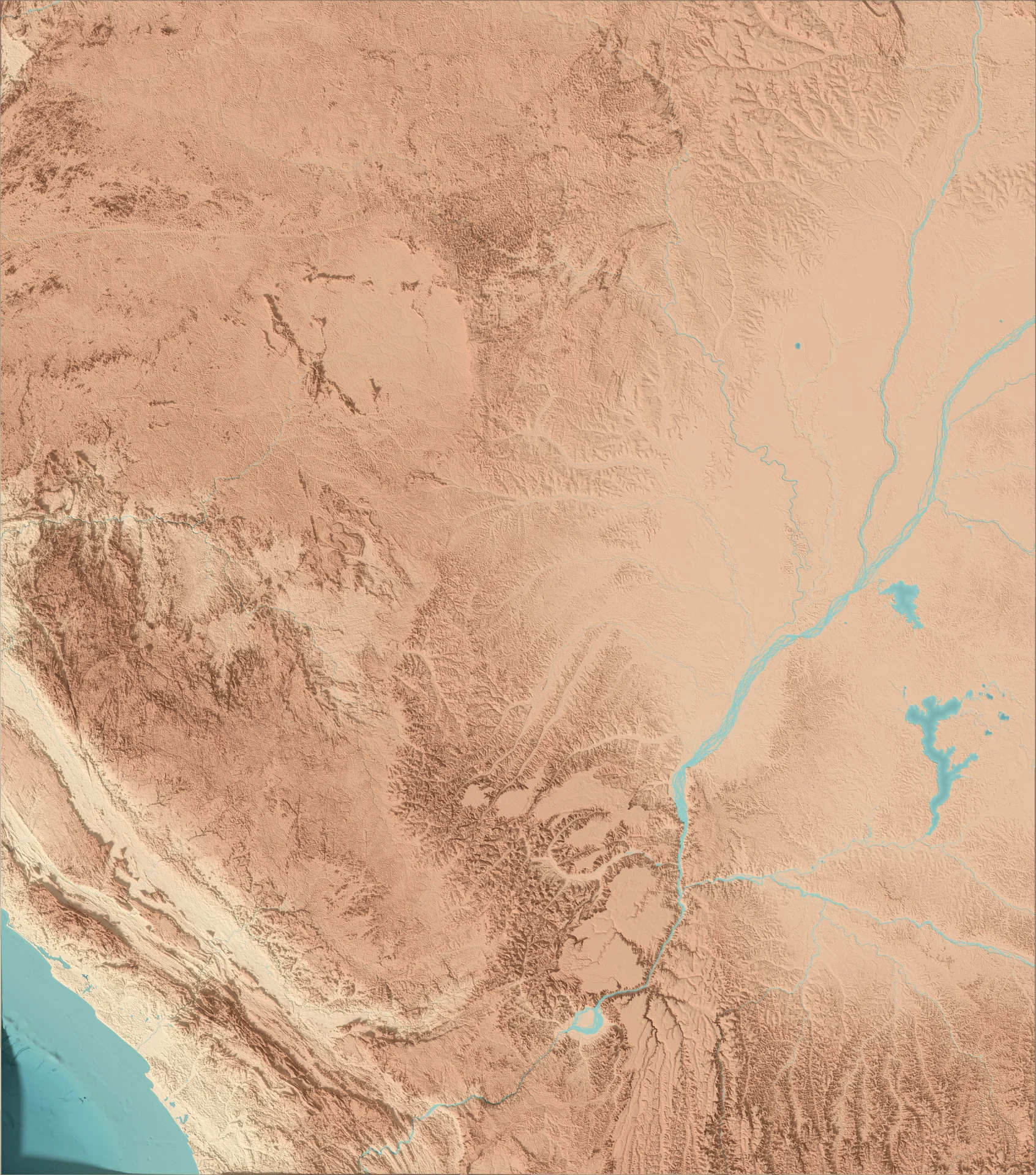 Ray-traced relief map of Republic of the Congo