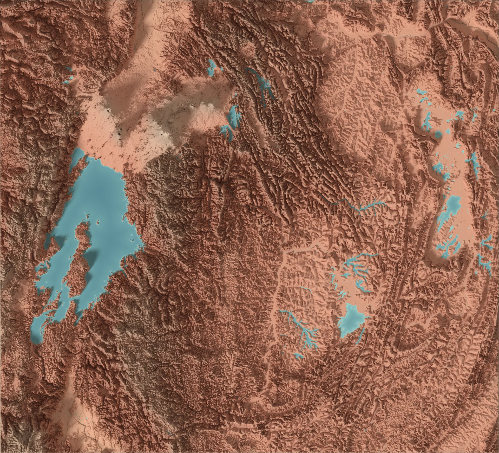 Ray-traced relief map of Rwanda