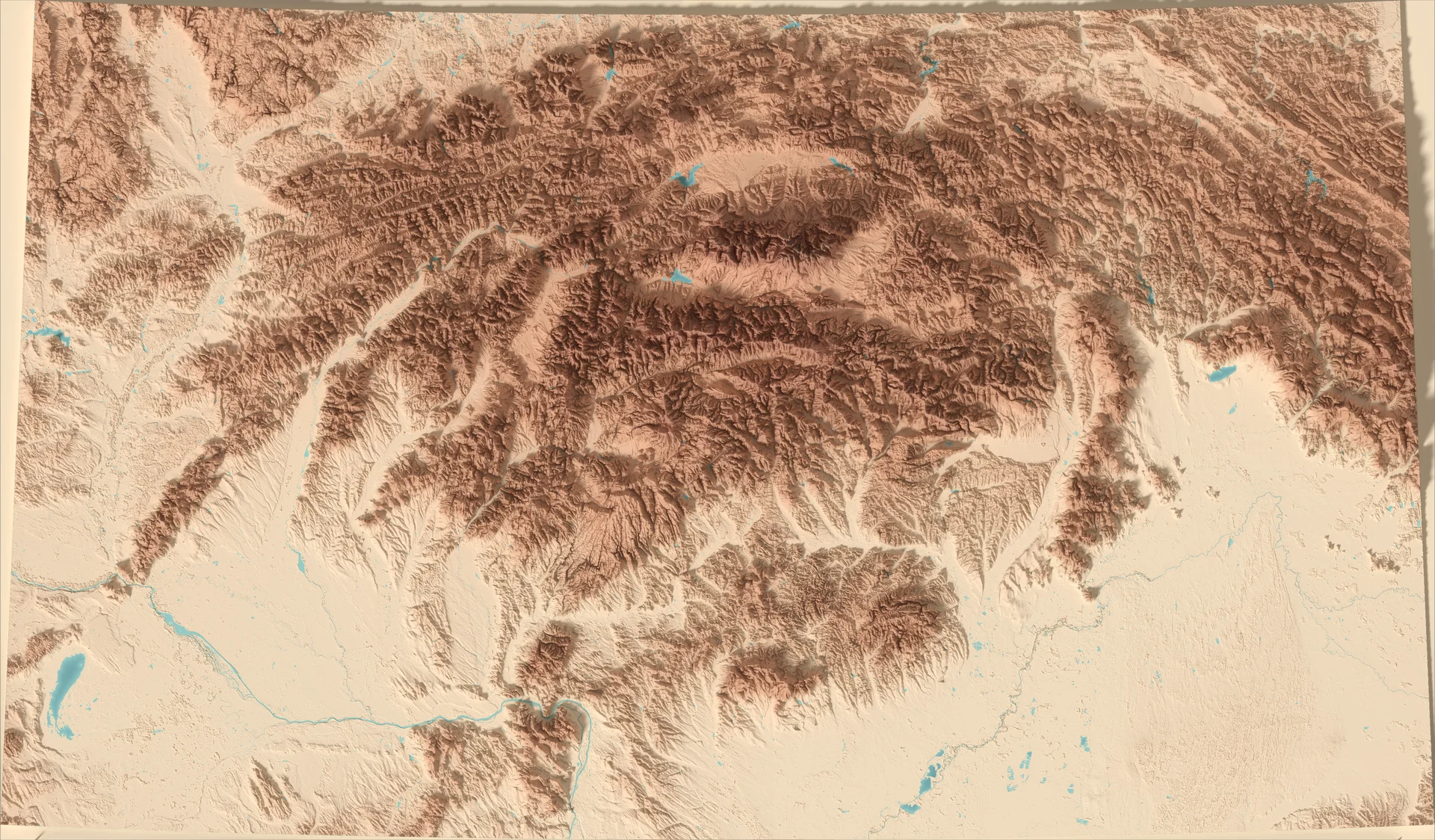 Ray-traced relief map of Slovakia