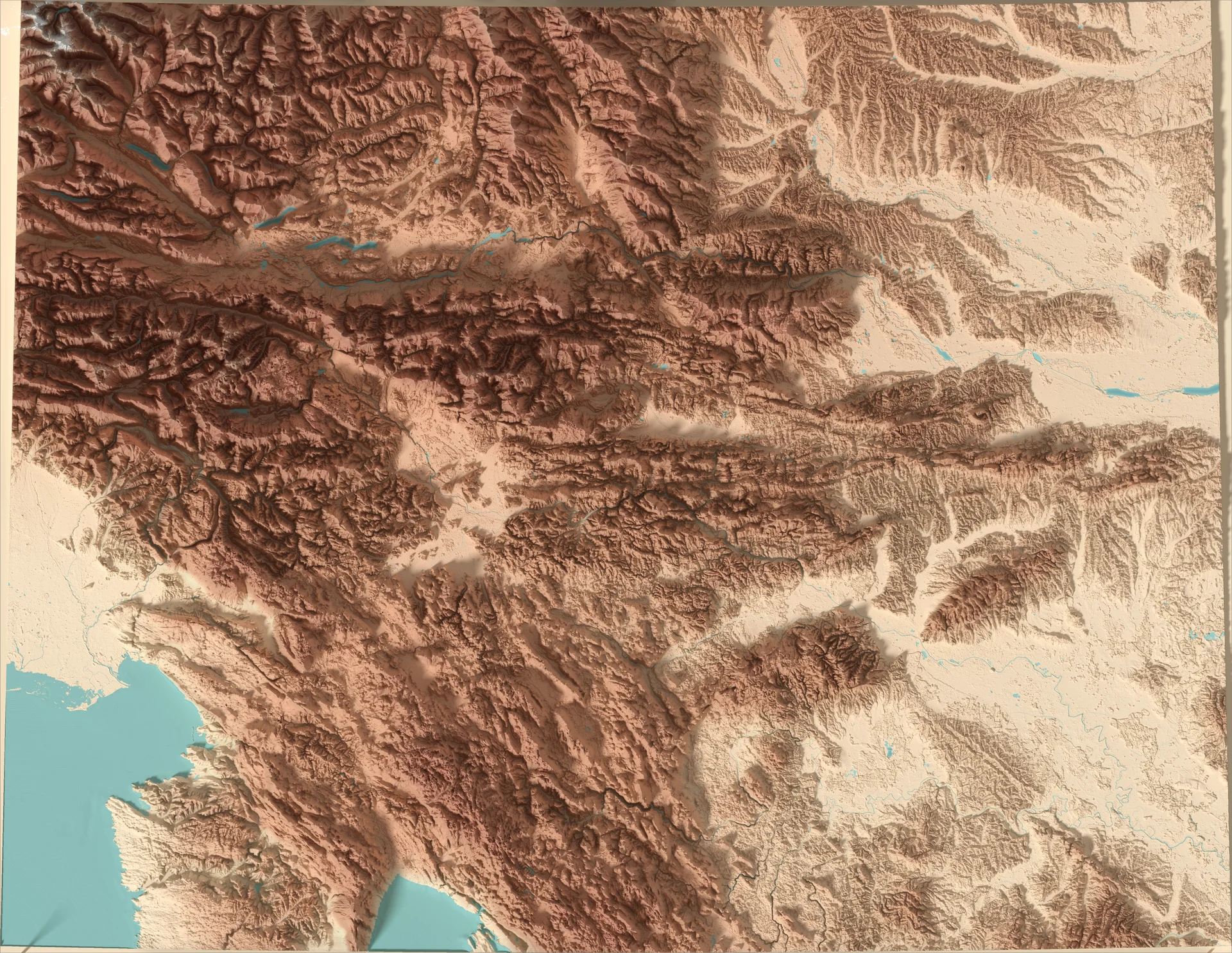 Ray-traced relief map of Slovenia