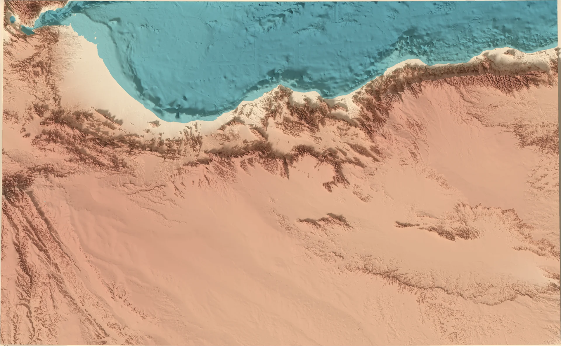 Ray-traced relief map of Somaliland