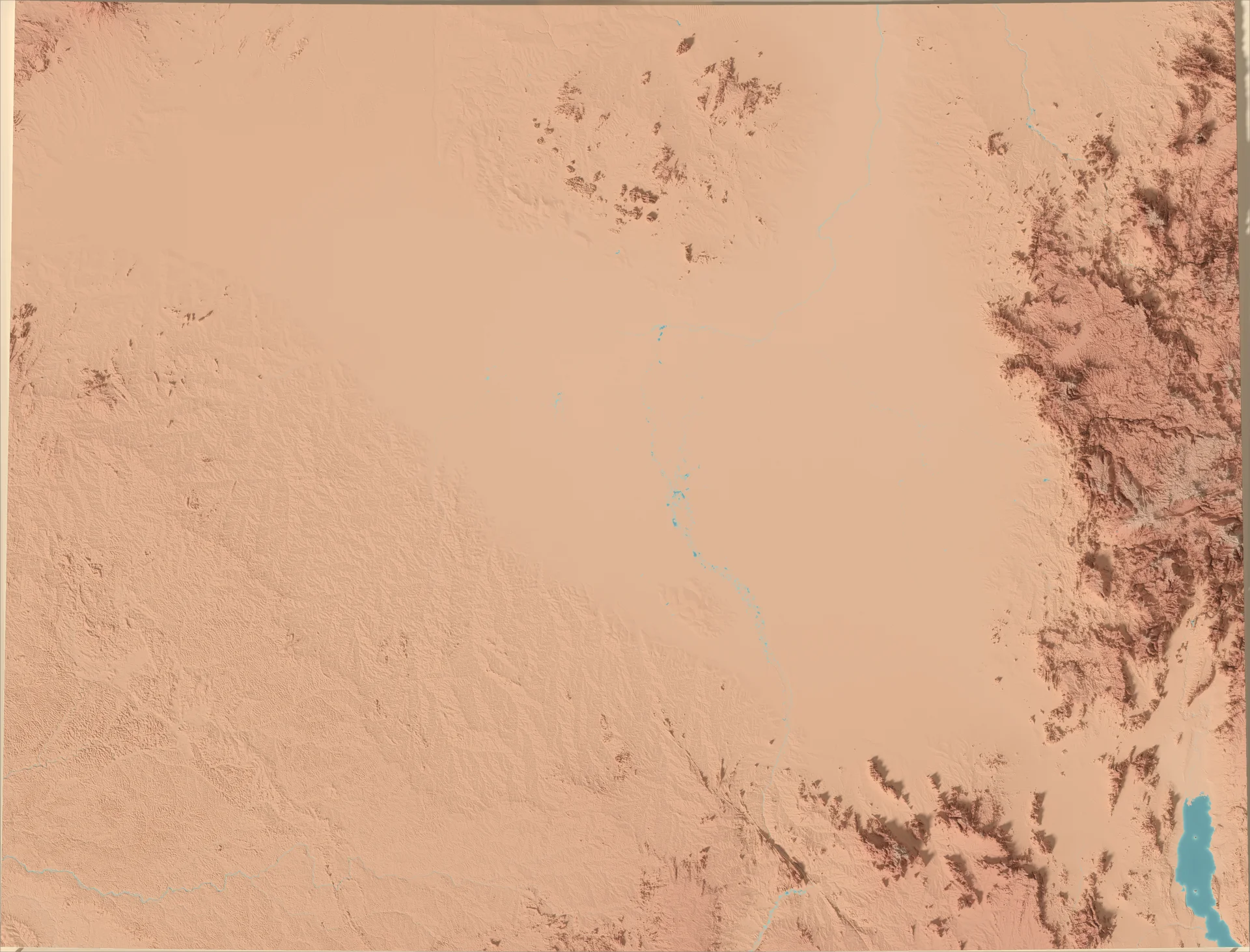 Ray-traced relief map of South Sudan